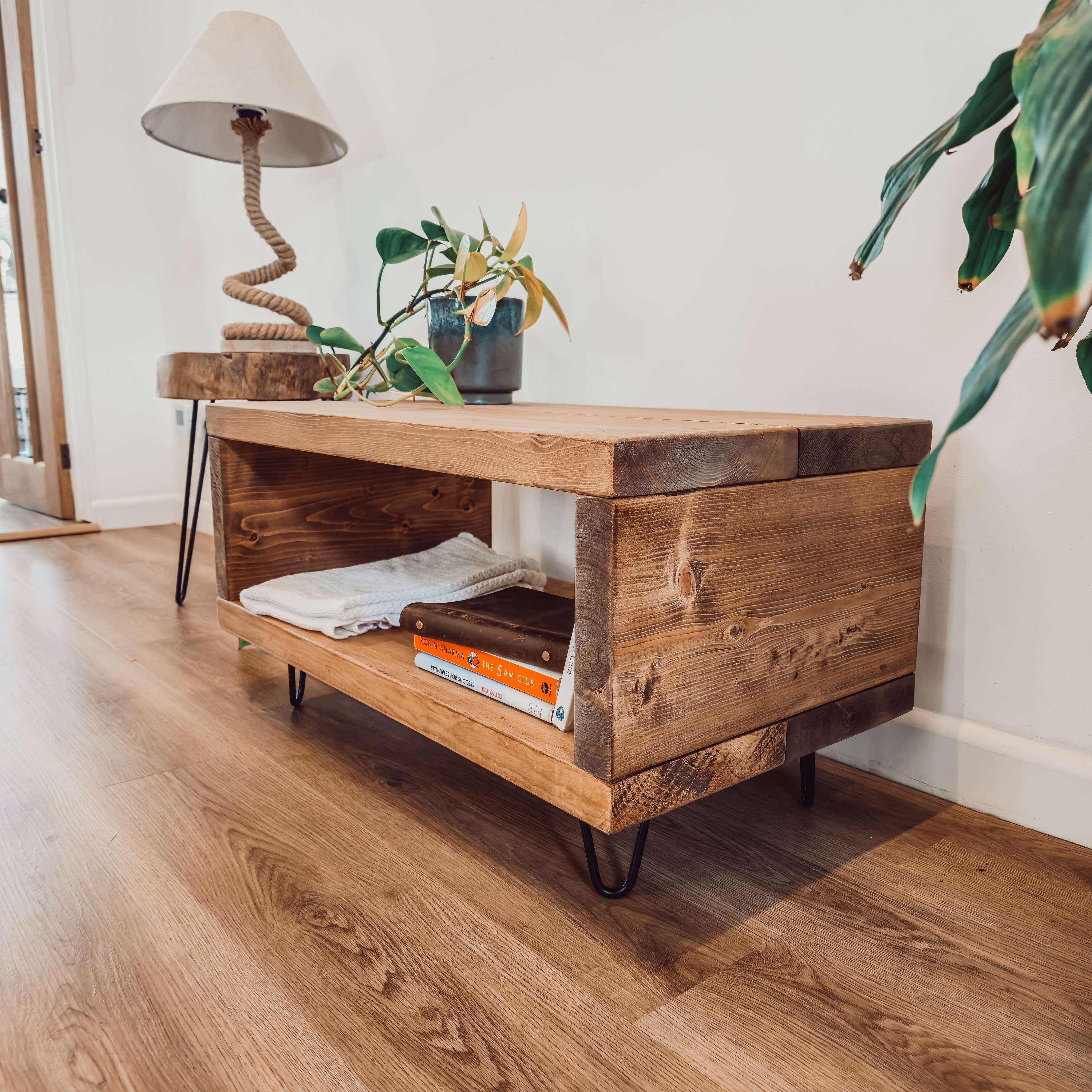 Solid Wood Chunky TV Unit With 4 inch Metal Legs - My Store