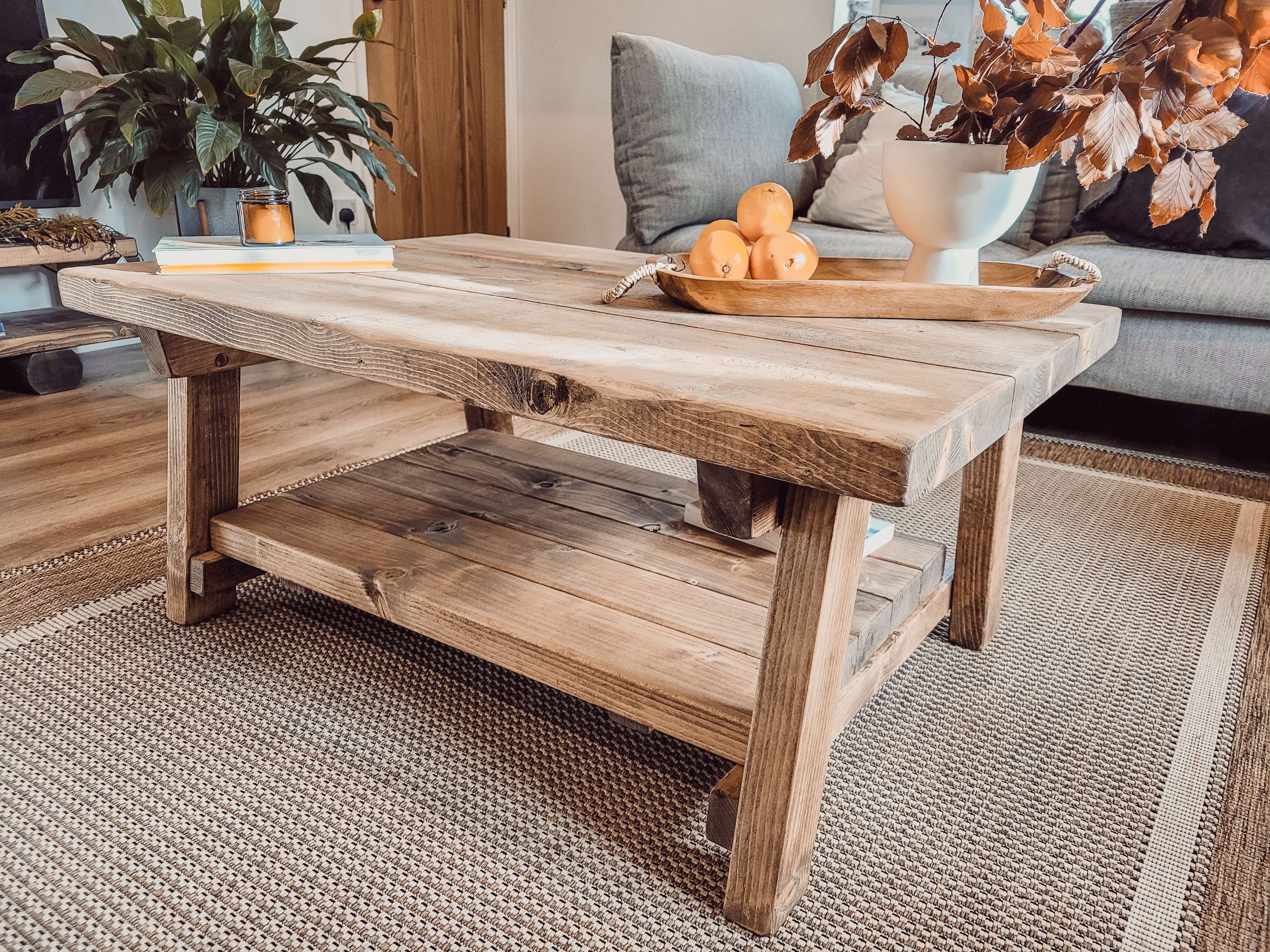 ARBA Rustic Wooden Coffee Table With Shelf - My Store