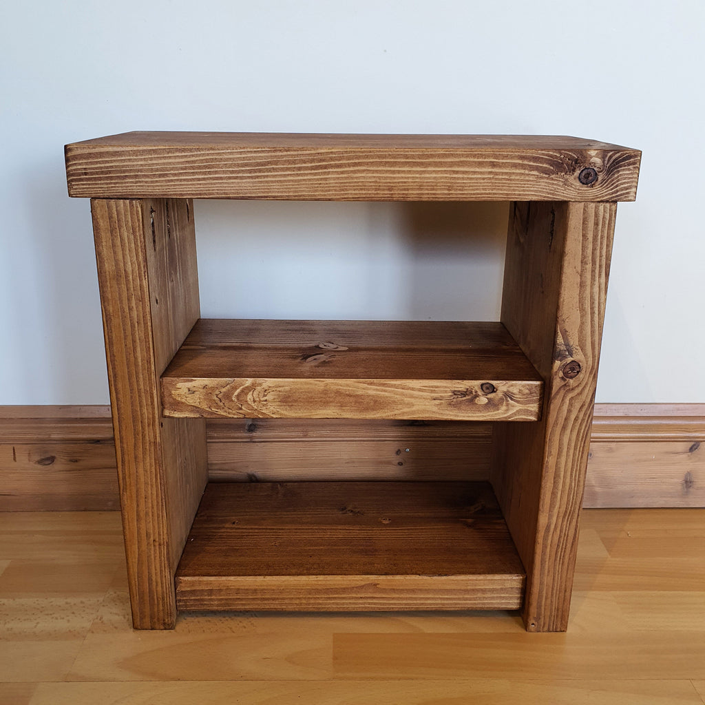 Solid Wood Rustic Coffee Table with Shelf - My Store