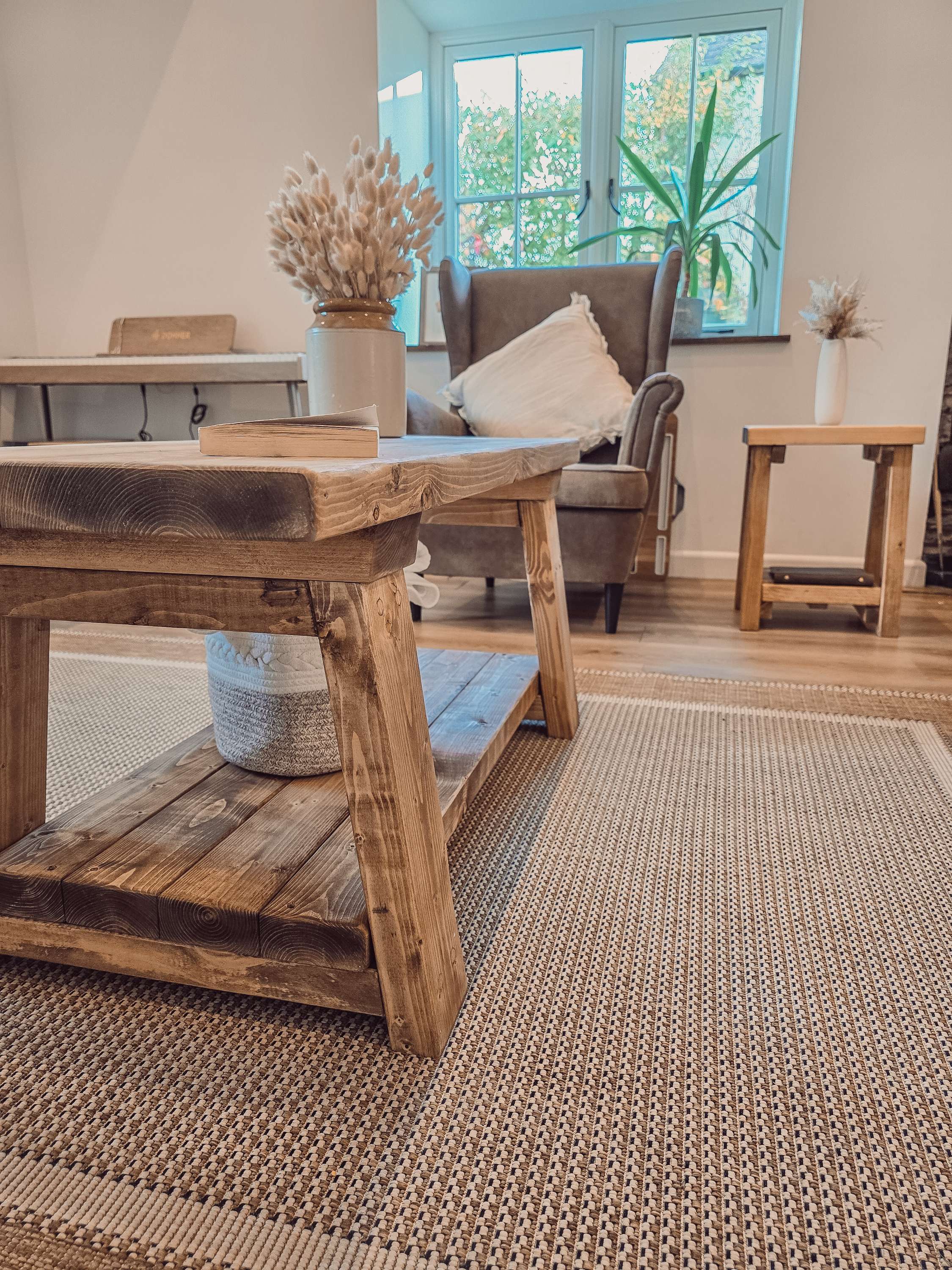 CARA Rustic Wooden Coffee Table With Shelf - My Store