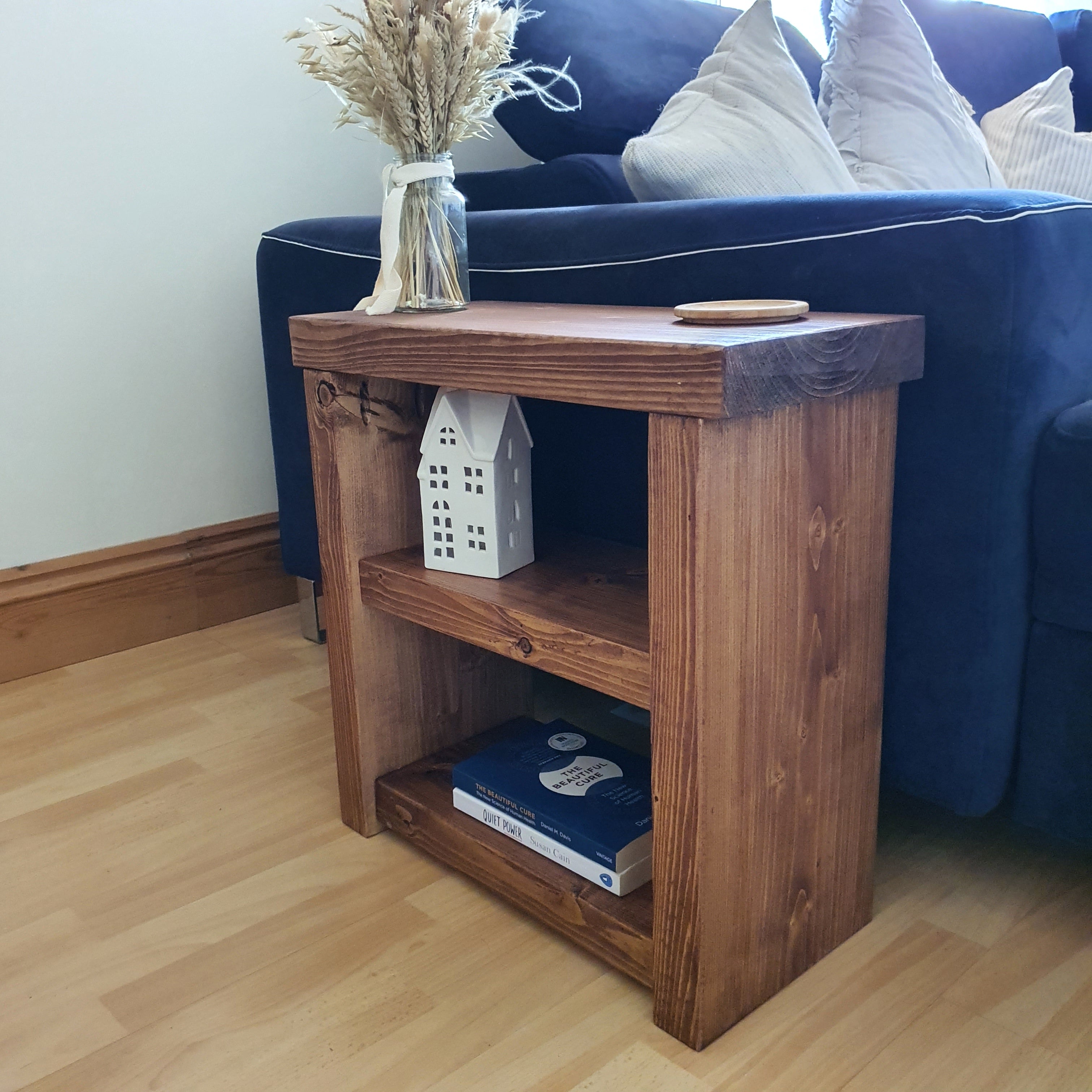 Solid Wood Rustic Coffee Table with Shelf - My Store