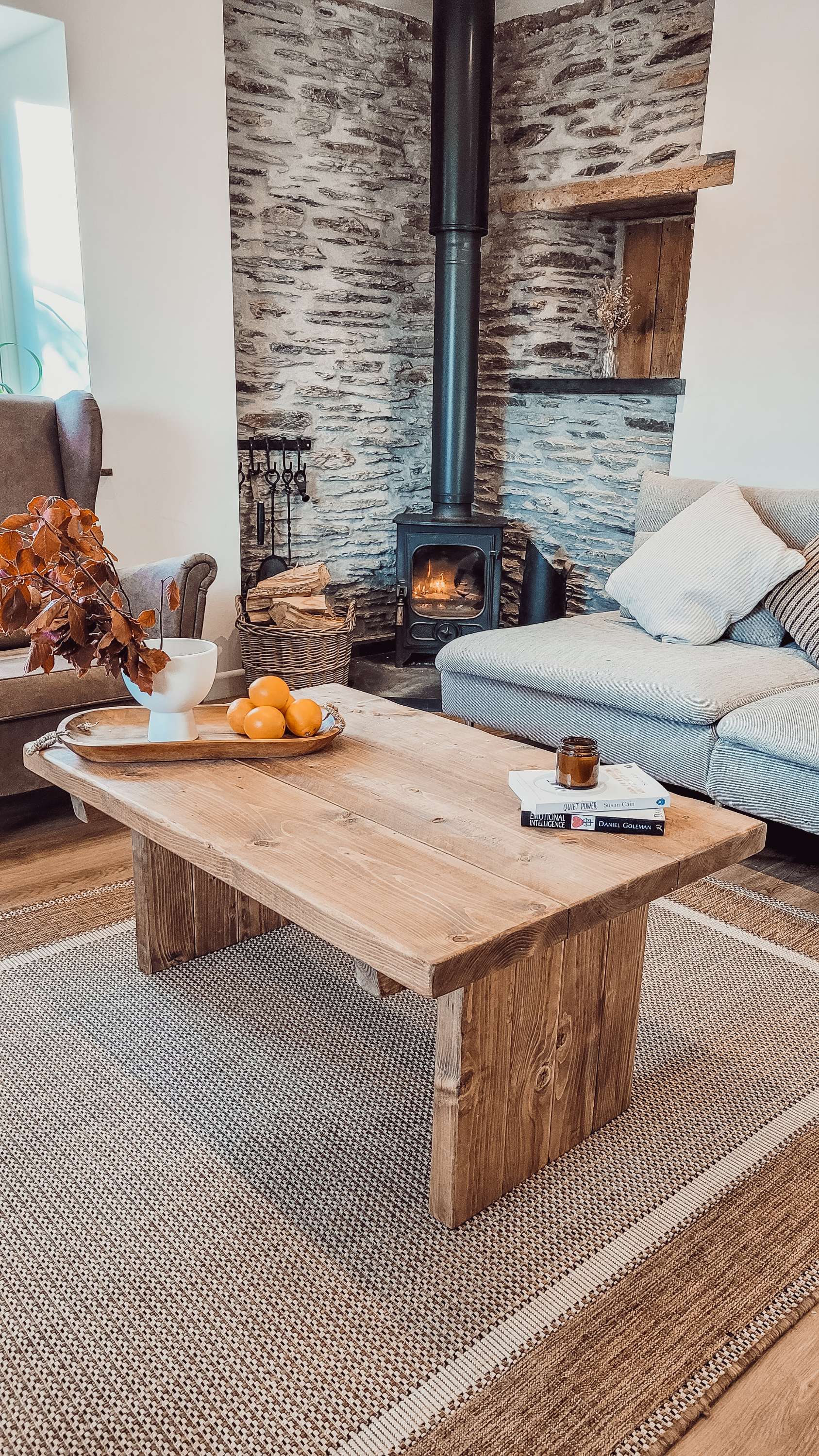 ORIAN Rustic Wooden Coffee Table With Square Legs - My Store