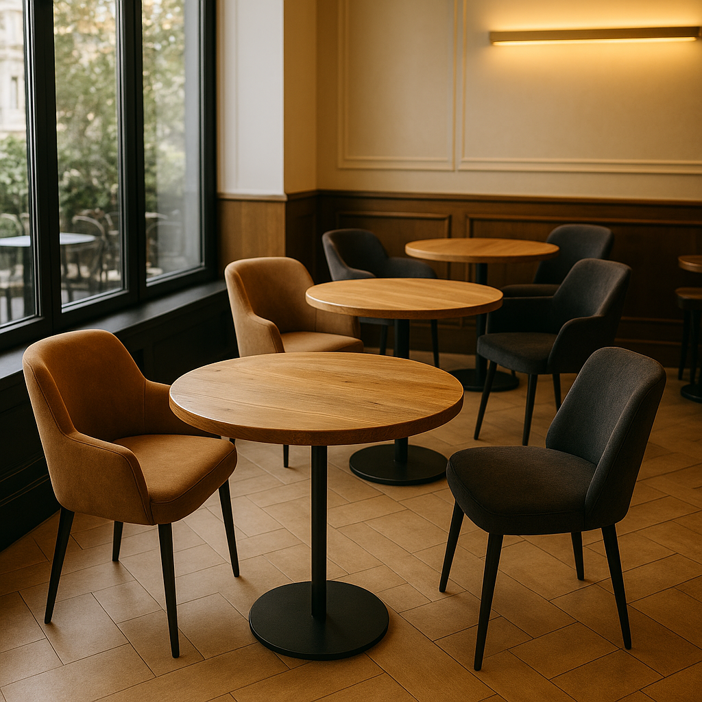 Round Solid Wood Dining Tables With Pole Leg For Cafes and Restaurants (Bulk Order) - My Store