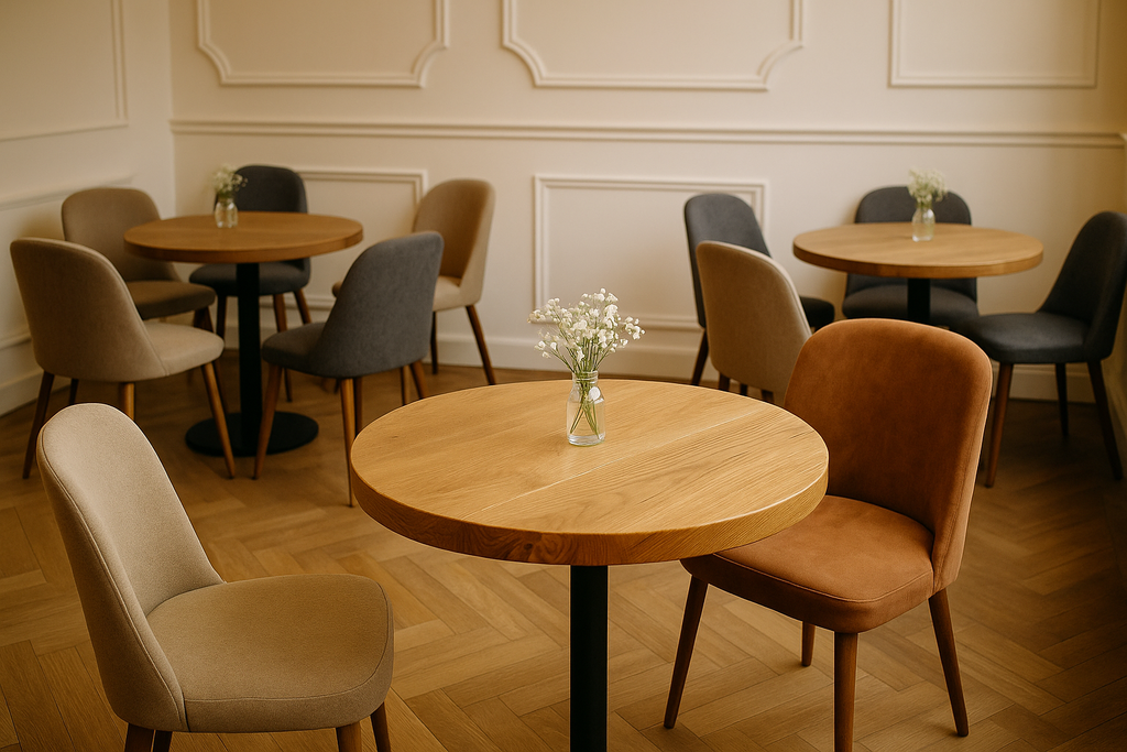 Round Solid Wood Dining Tables With Pole Leg For Cafes and Restaurants (Bulk Order) - My Store