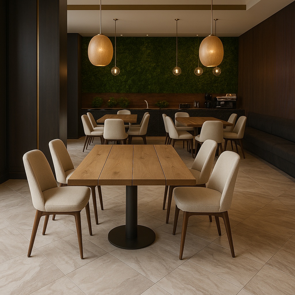 Solid Wood Dining Tables With Pole Leg For Cafes and Restaurants (Bulk Order) - My Store