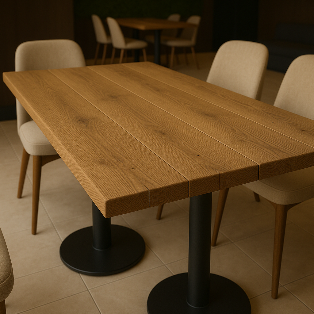 Solid Wood Dining Tables With Pole Leg For Cafes and Restaurants (Bulk Order) - My Store