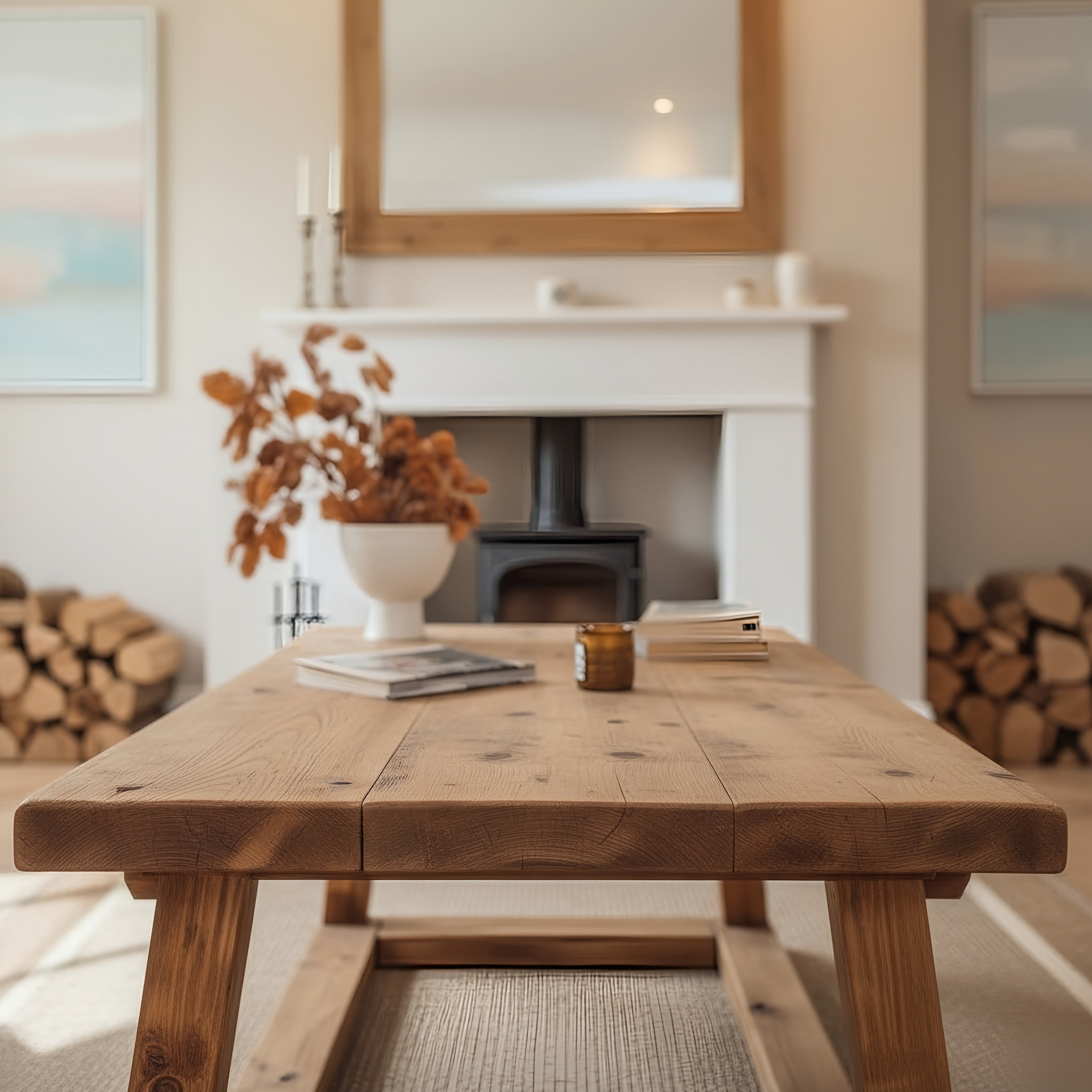 COAV Rustic Wooden Coffee Table - My Store