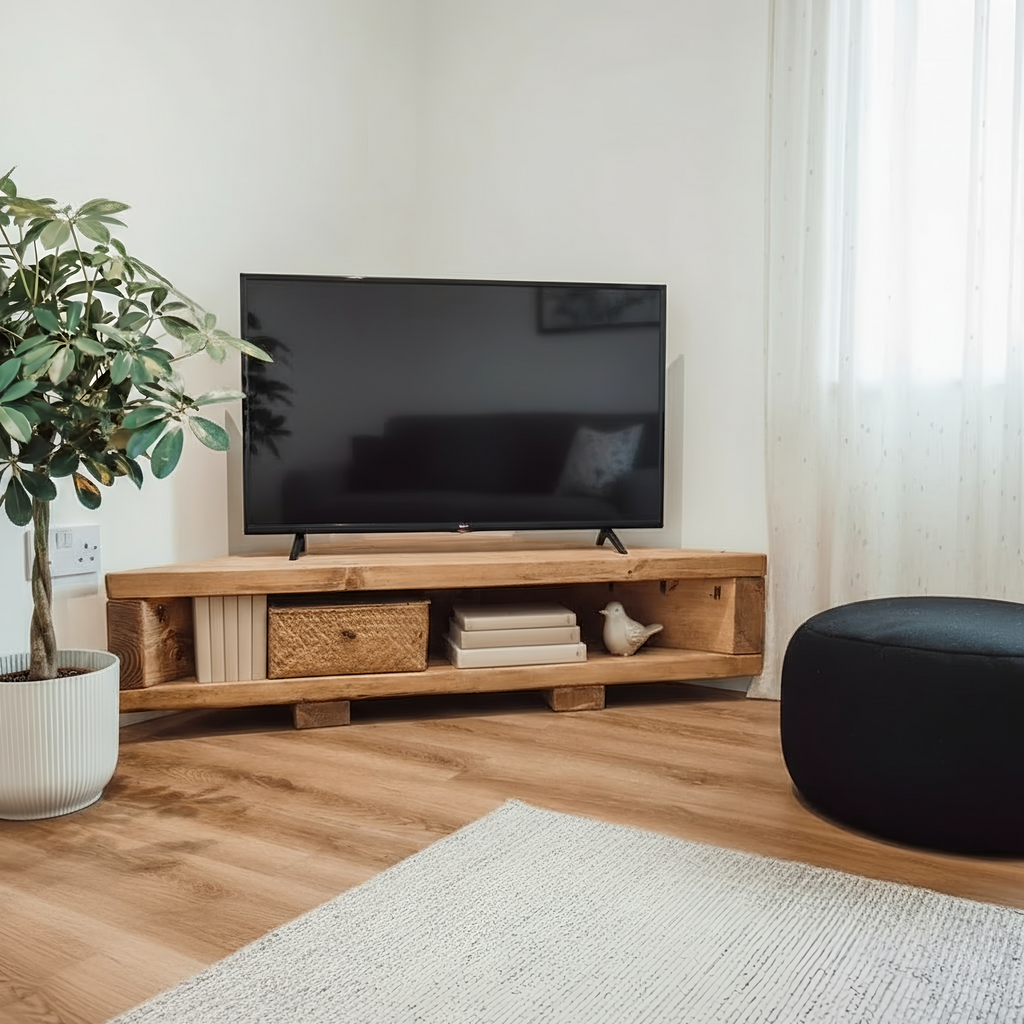 Corner Solid Wood Tv Unit / Solid Wood / Rustic - My Store