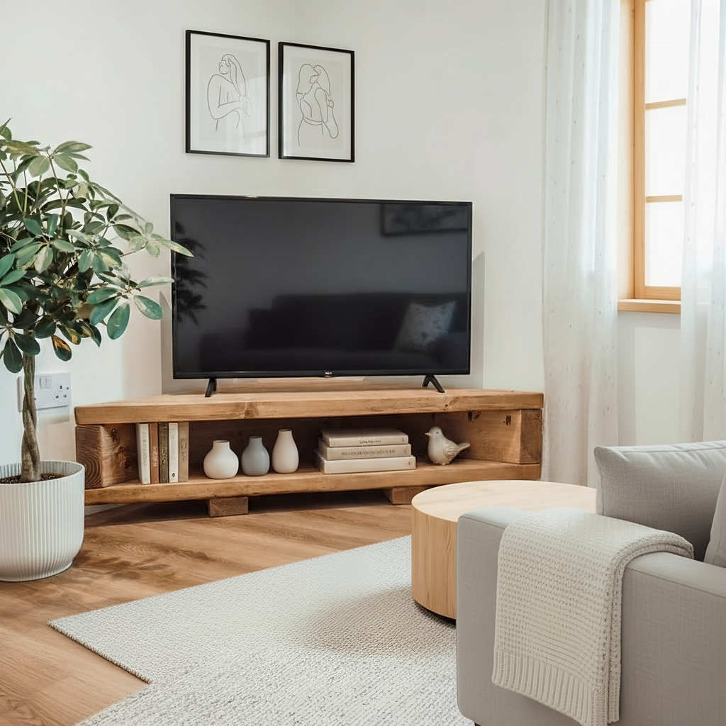 Corner Solid Wood Tv Unit / Solid Wood / Rustic - My Store