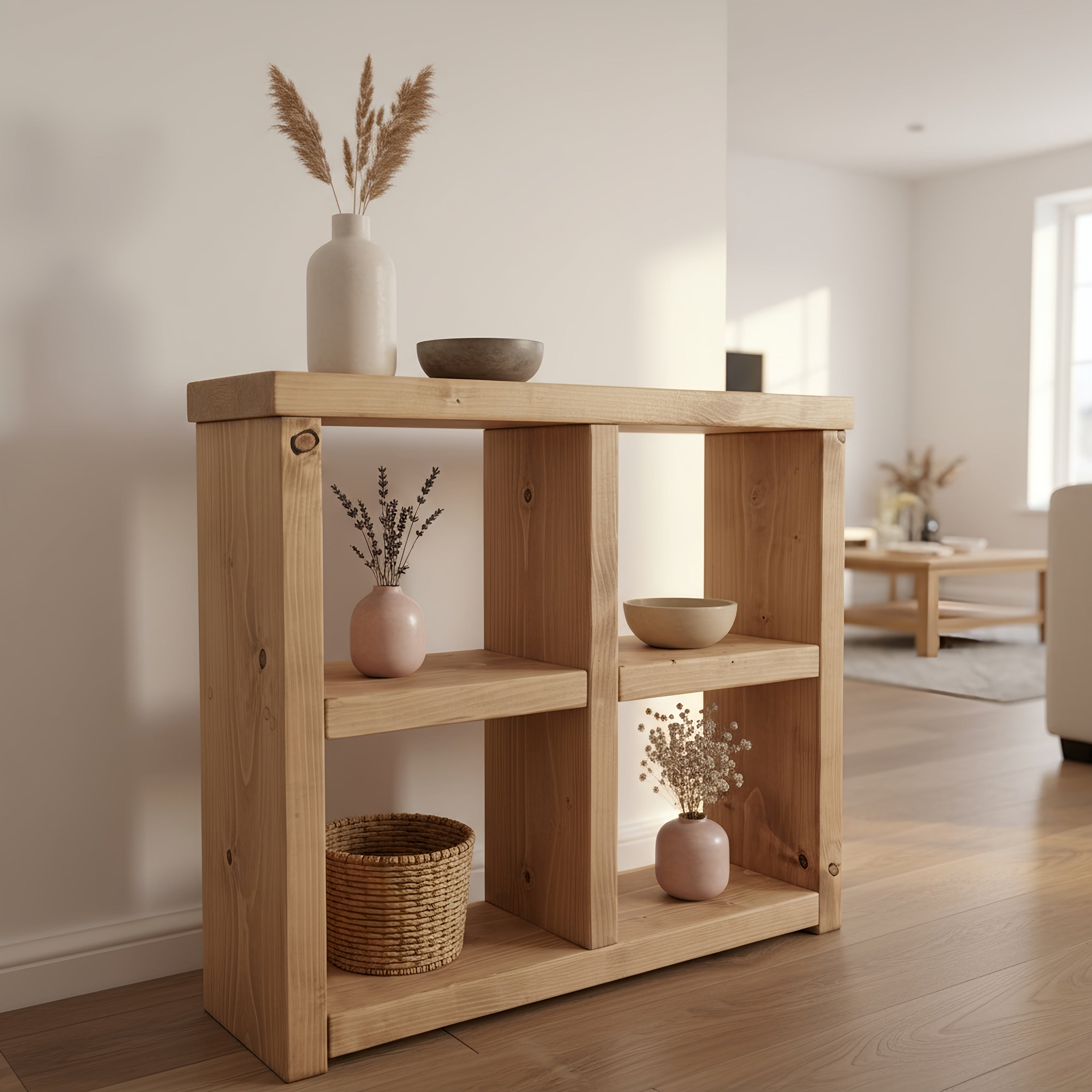 Arden Timber Shelving Unit / Storage Shelf / Living Room Bookshelf / Shoe Storage Rustic Storage Unit Solid Wood Cottage Style /Book Shelf - My Store