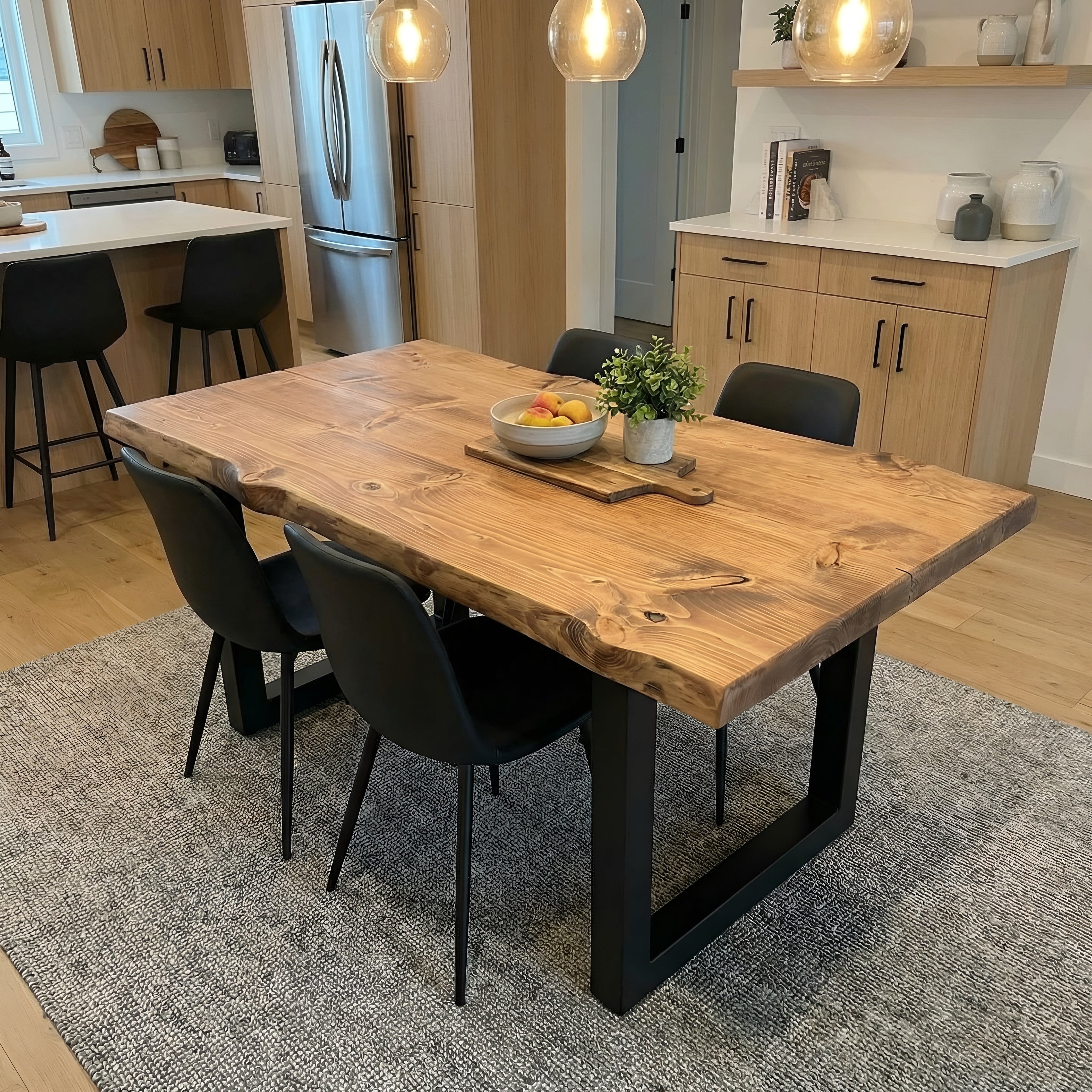 Live / Waney Edge Dining Table With Metal U Shape Legs - My Store