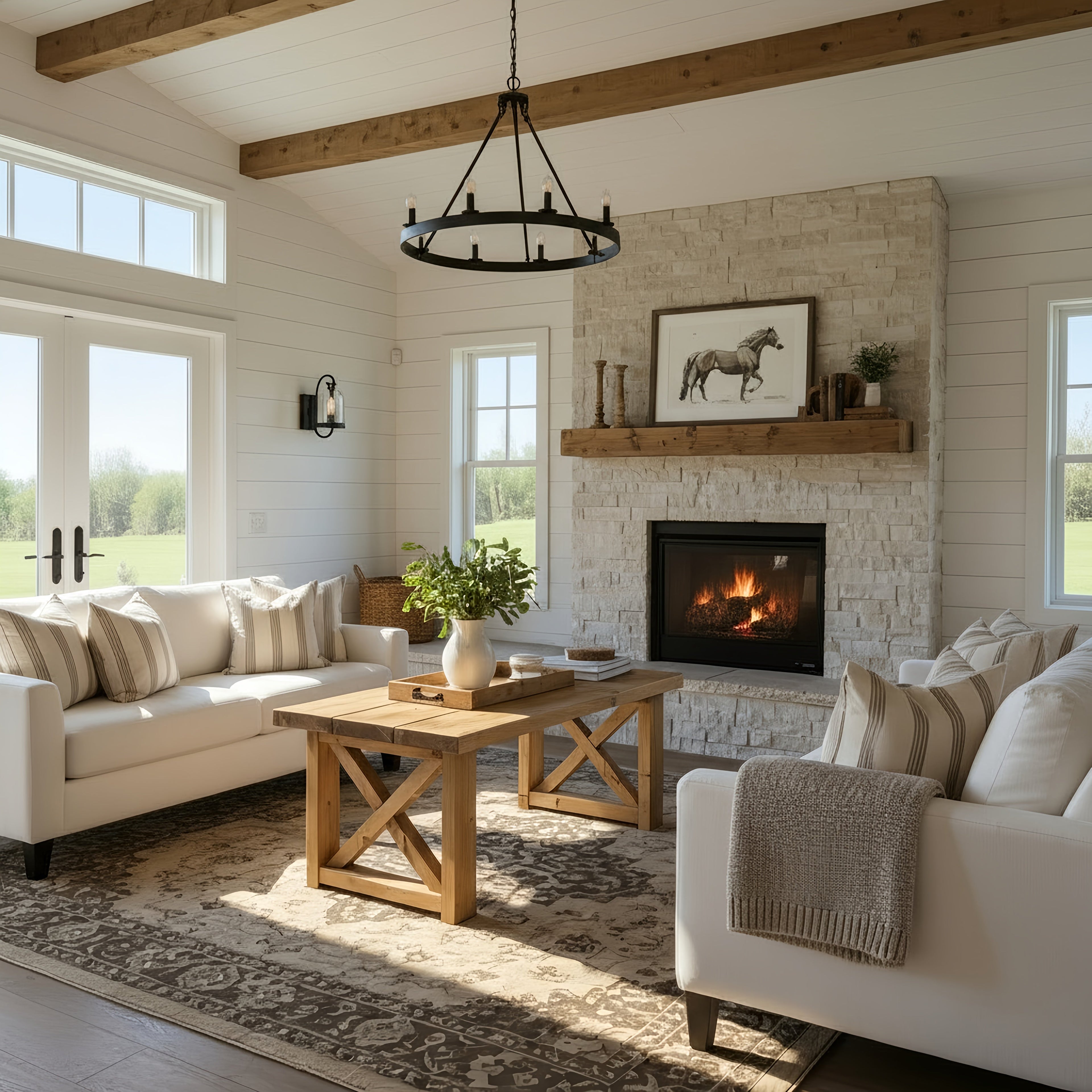 Farmhouse Coffee Table With X Legs - My Store