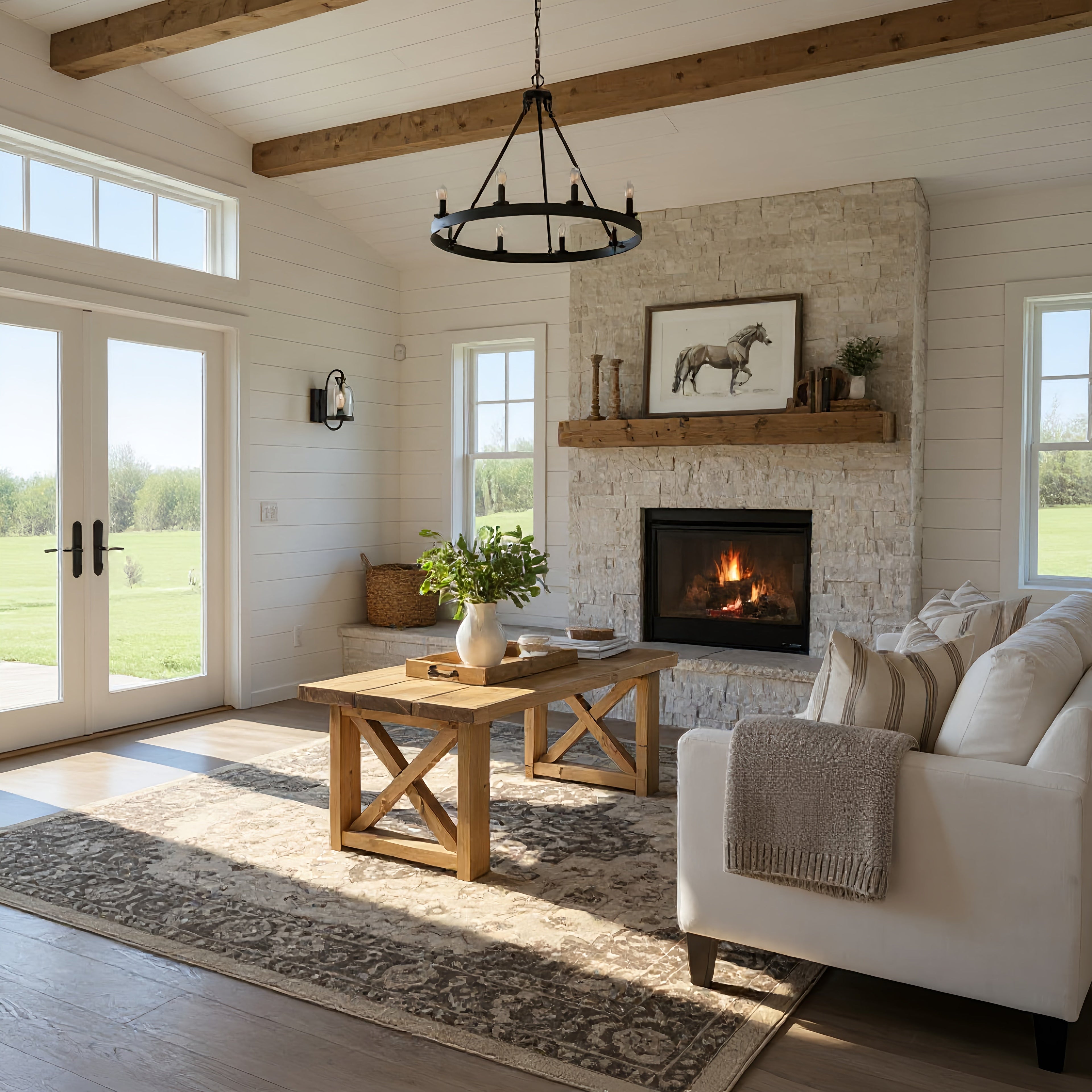 Farmhouse Coffee Table With X Legs - My Store