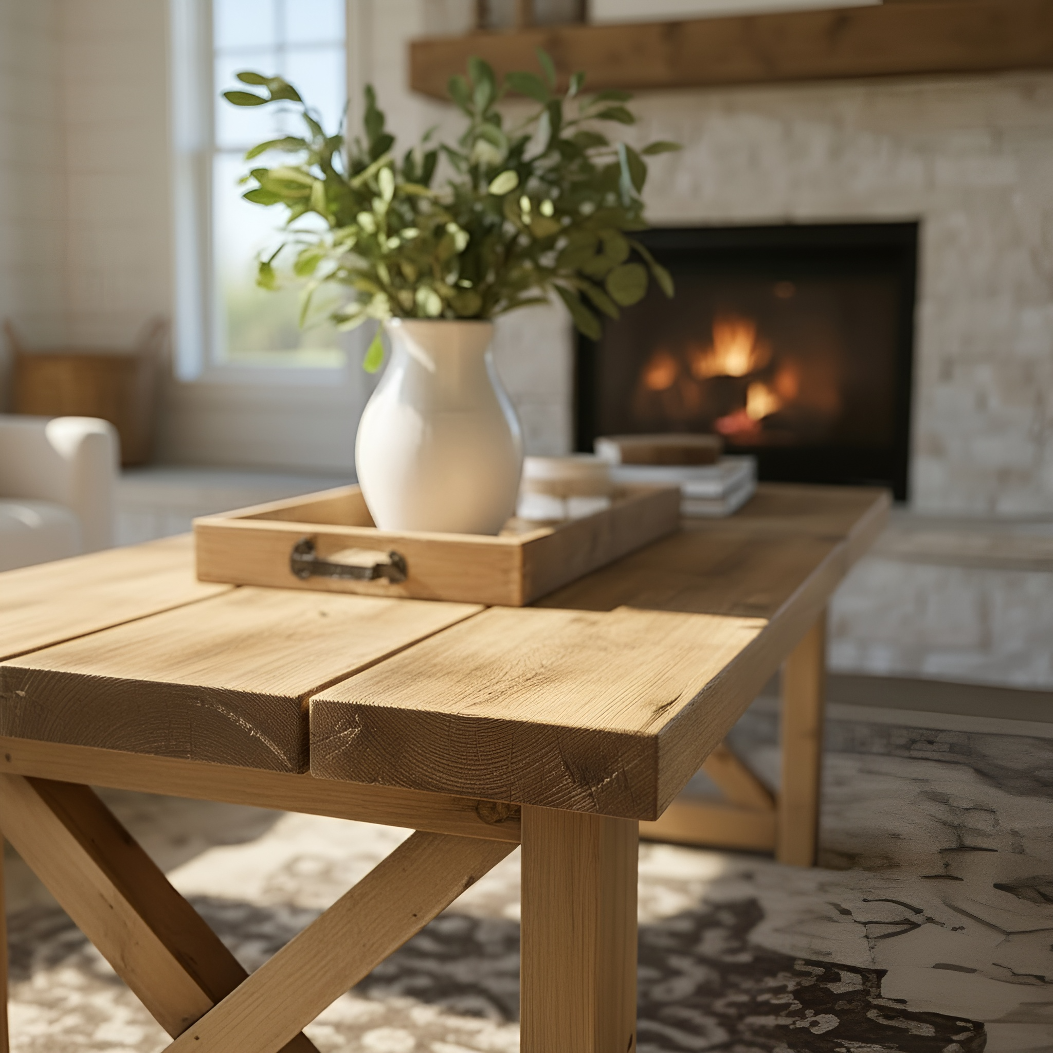 Farmhouse Coffee Table With X Legs - My Store