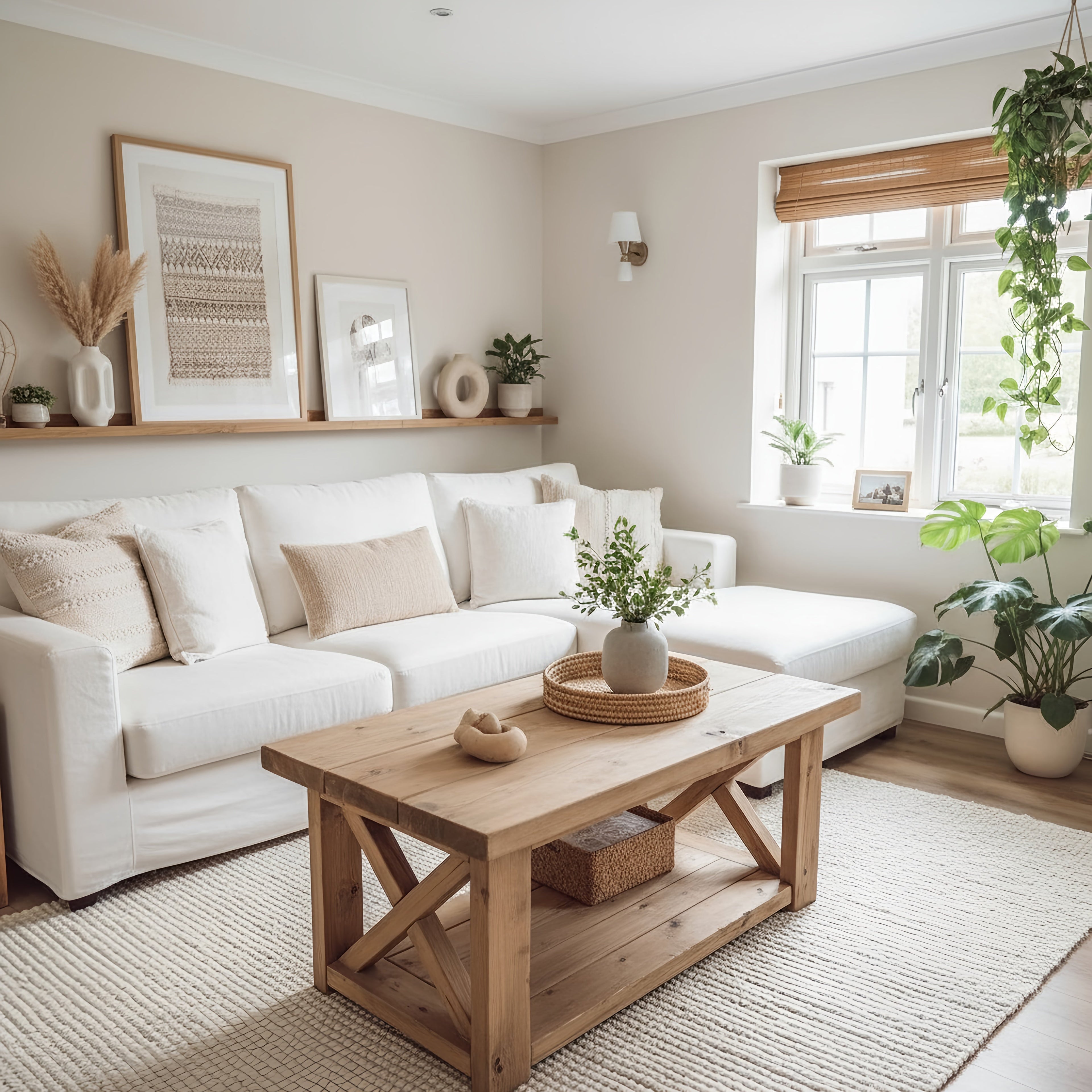 Farmhouse Coffee Table With Shelf - My Store