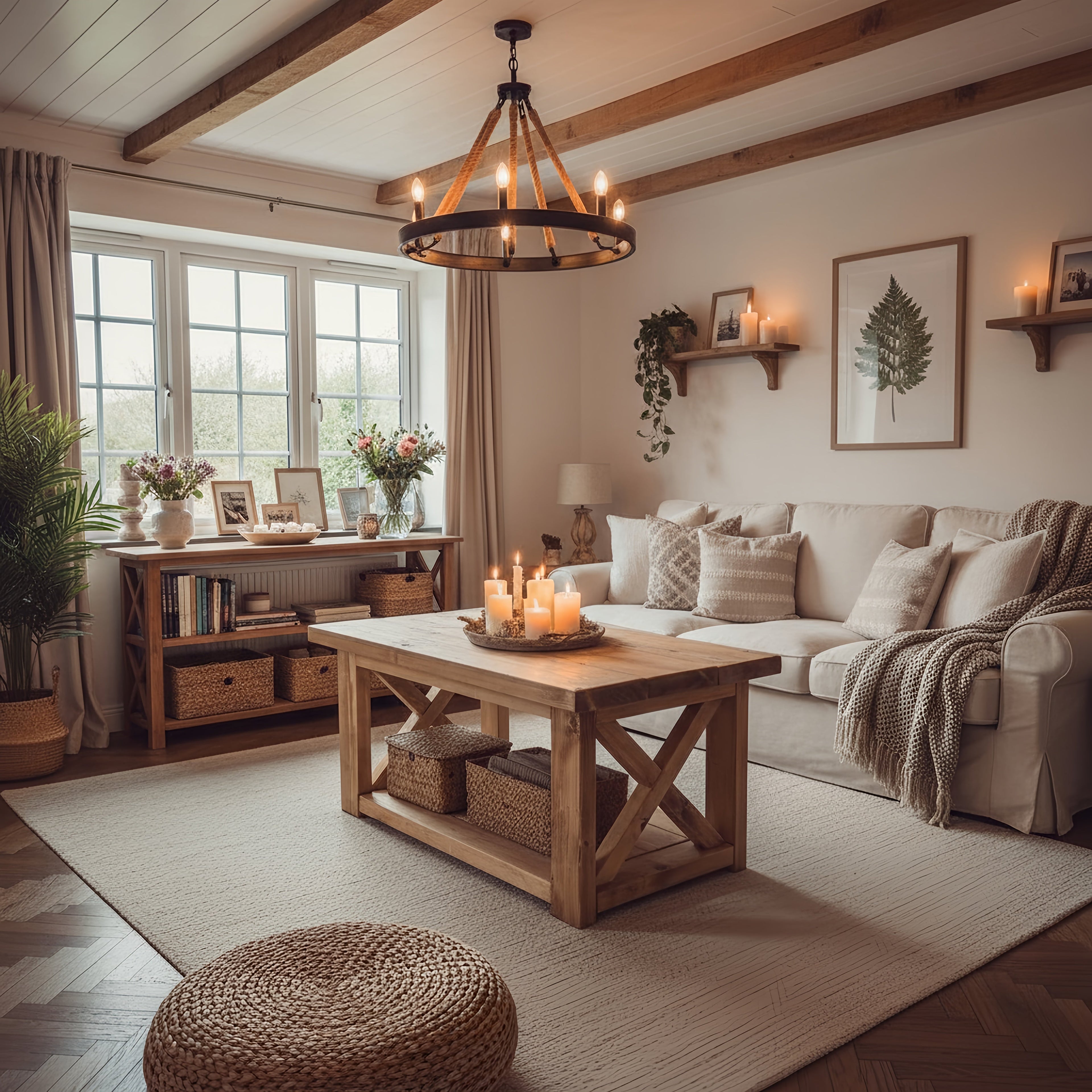 Farmhouse Coffee Table With Shelf - My Store