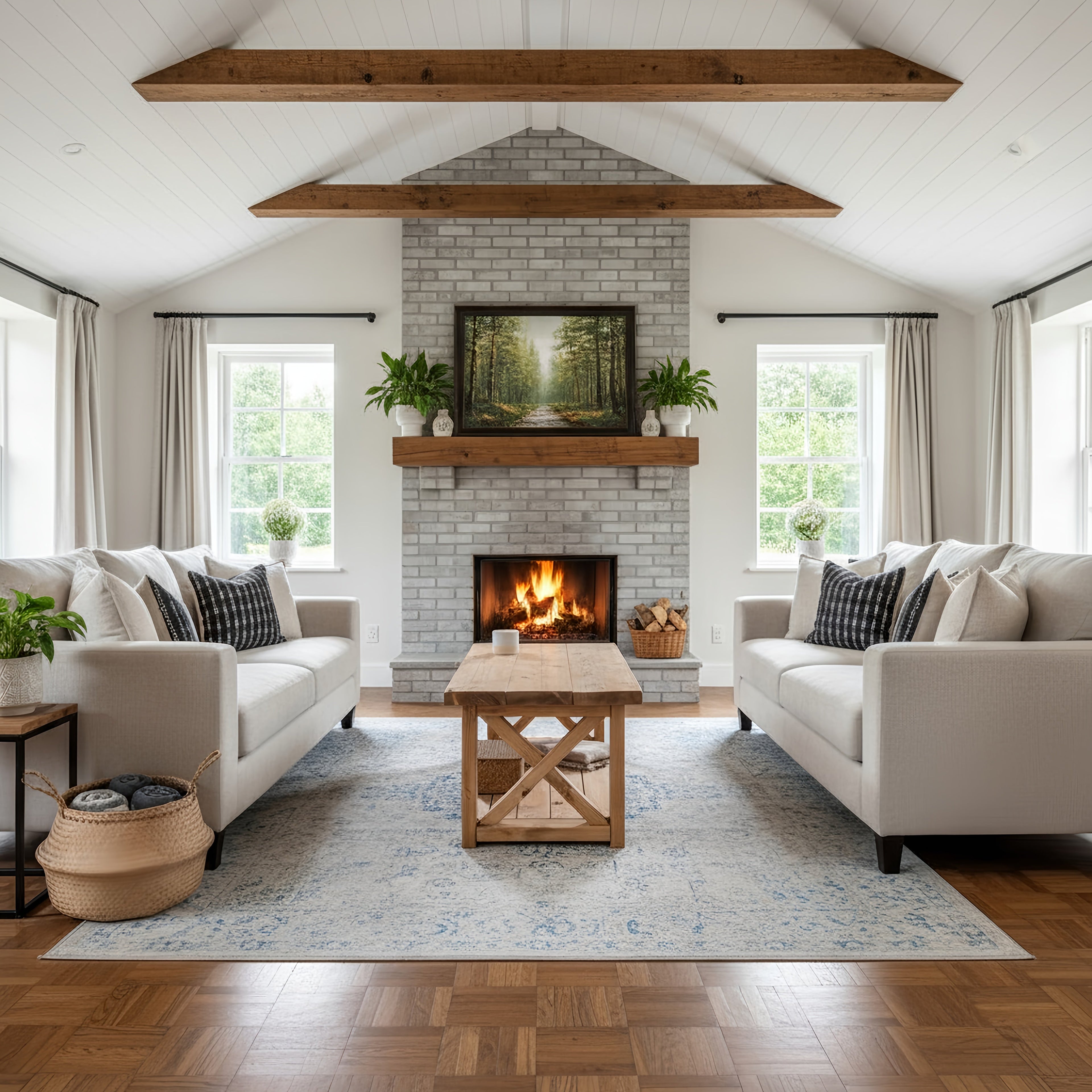 Farmhouse Coffee Table With Shelf - My Store
