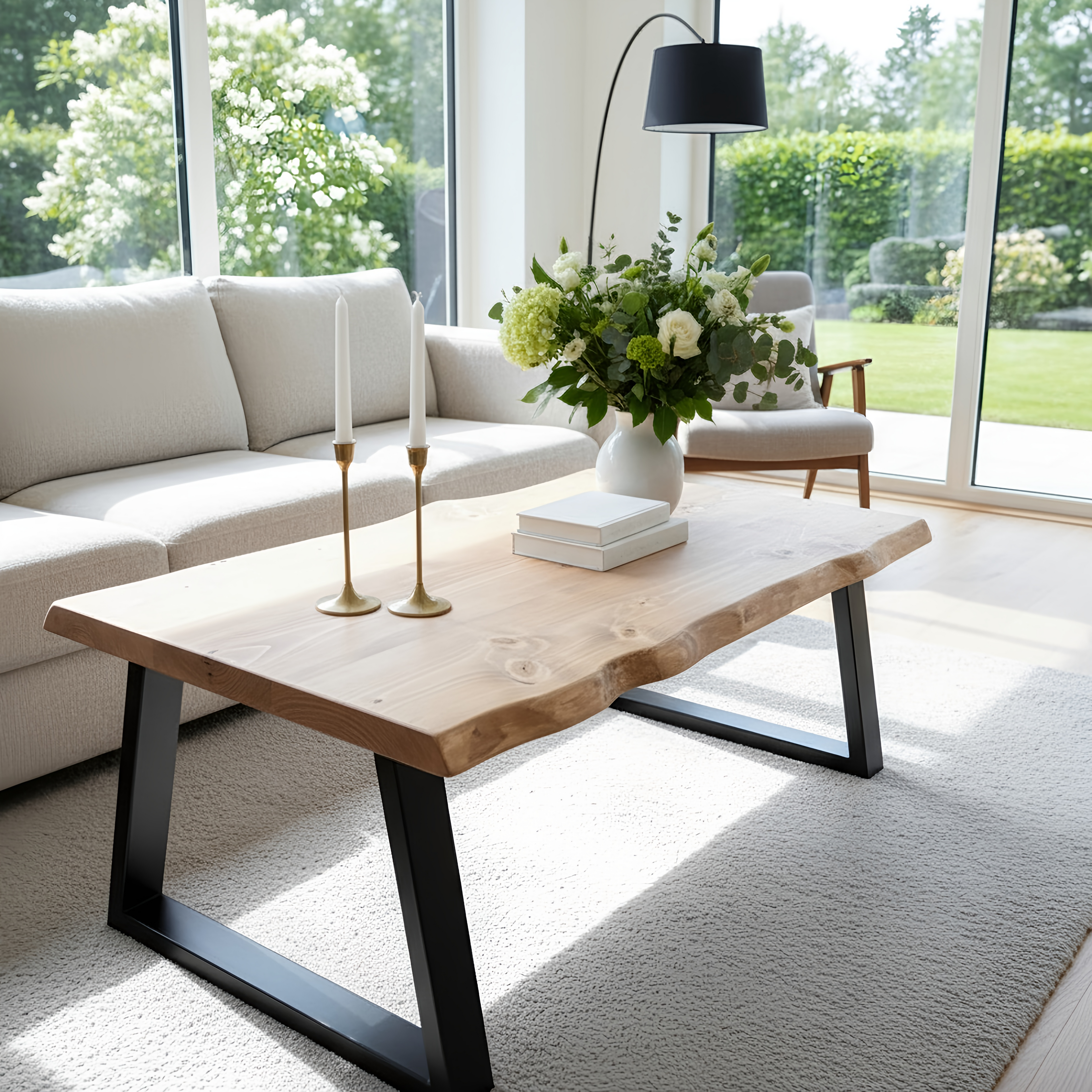 FENA Live / Waney Edge Coffee Table With Metal Trapezium Legs - My Store