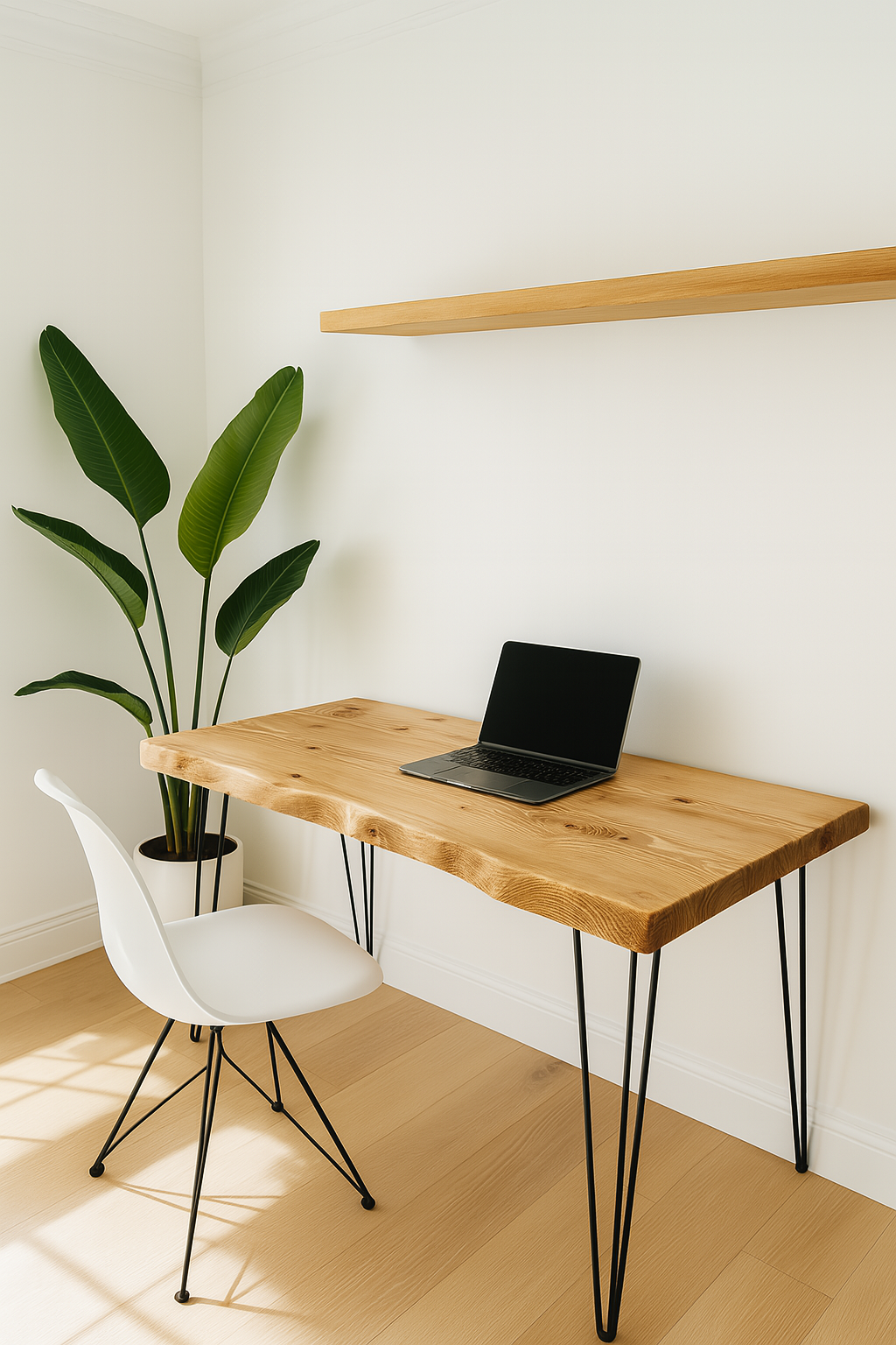 Live / Waney Edge Study Desk / Table With Metal Hairpin Legs - My Store