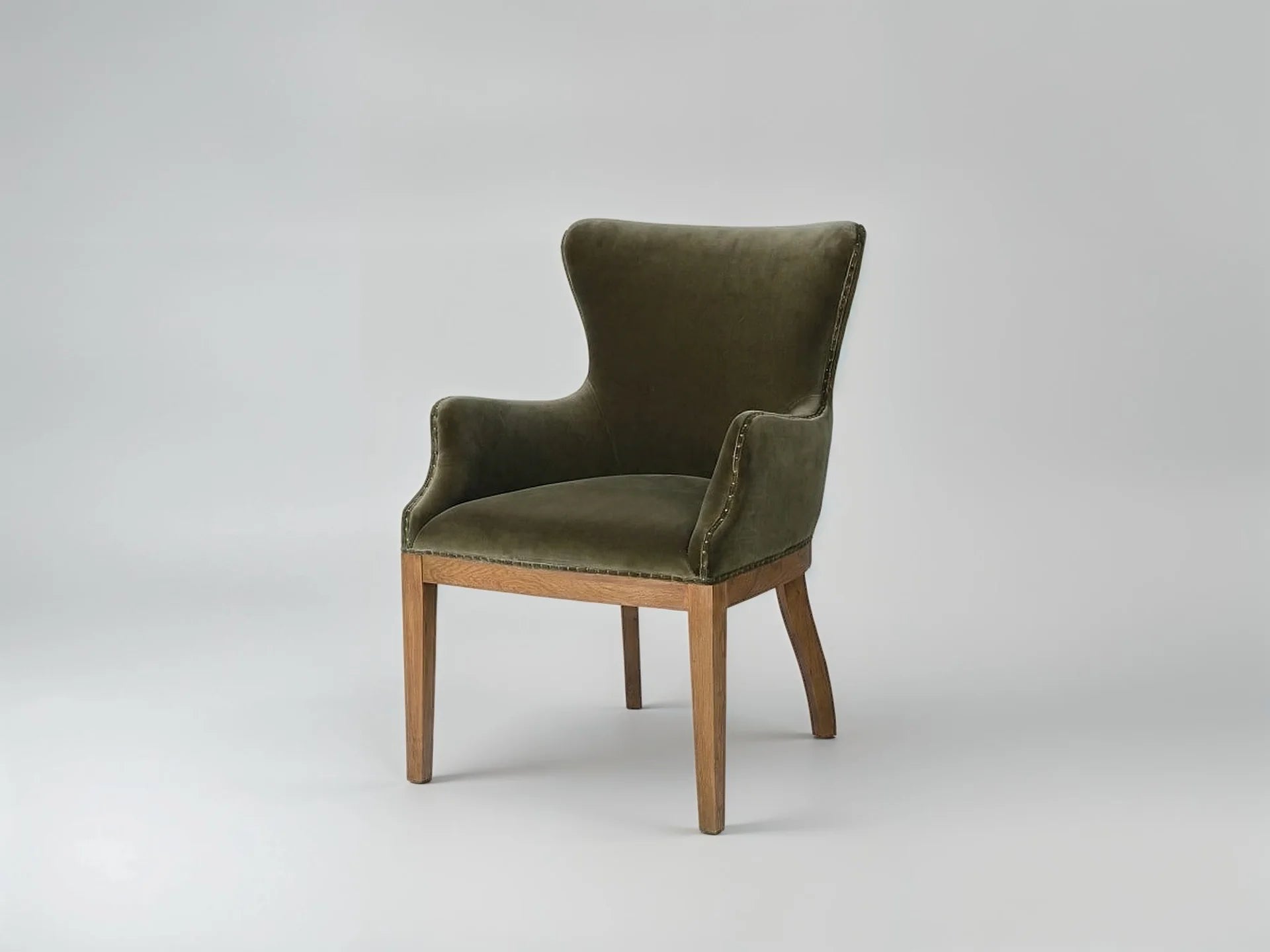 Olive Green Velvet Dining Chair with Ash Frame - My Store