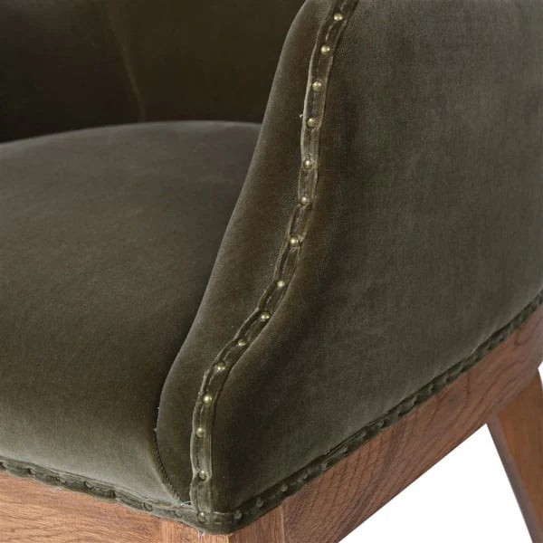 Olive Green Velvet Dining Chair with Ash Frame - My Store