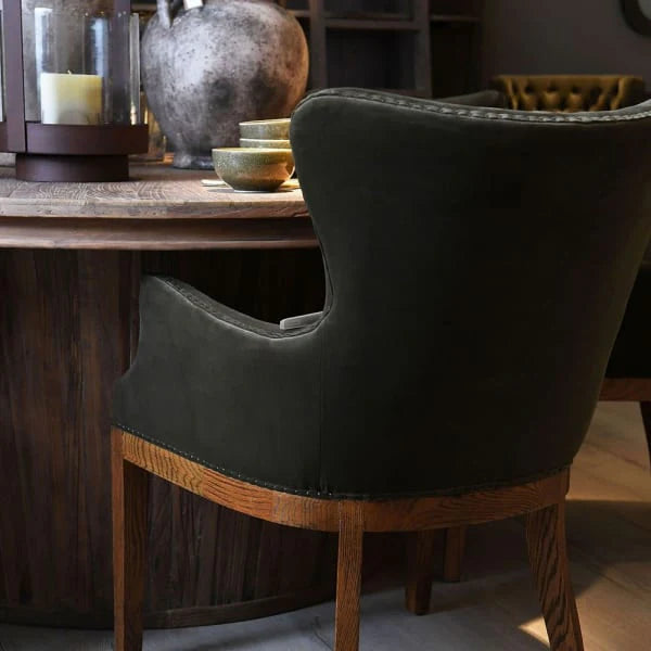 Olive Green Velvet Dining Chair with Ash Frame - My Store