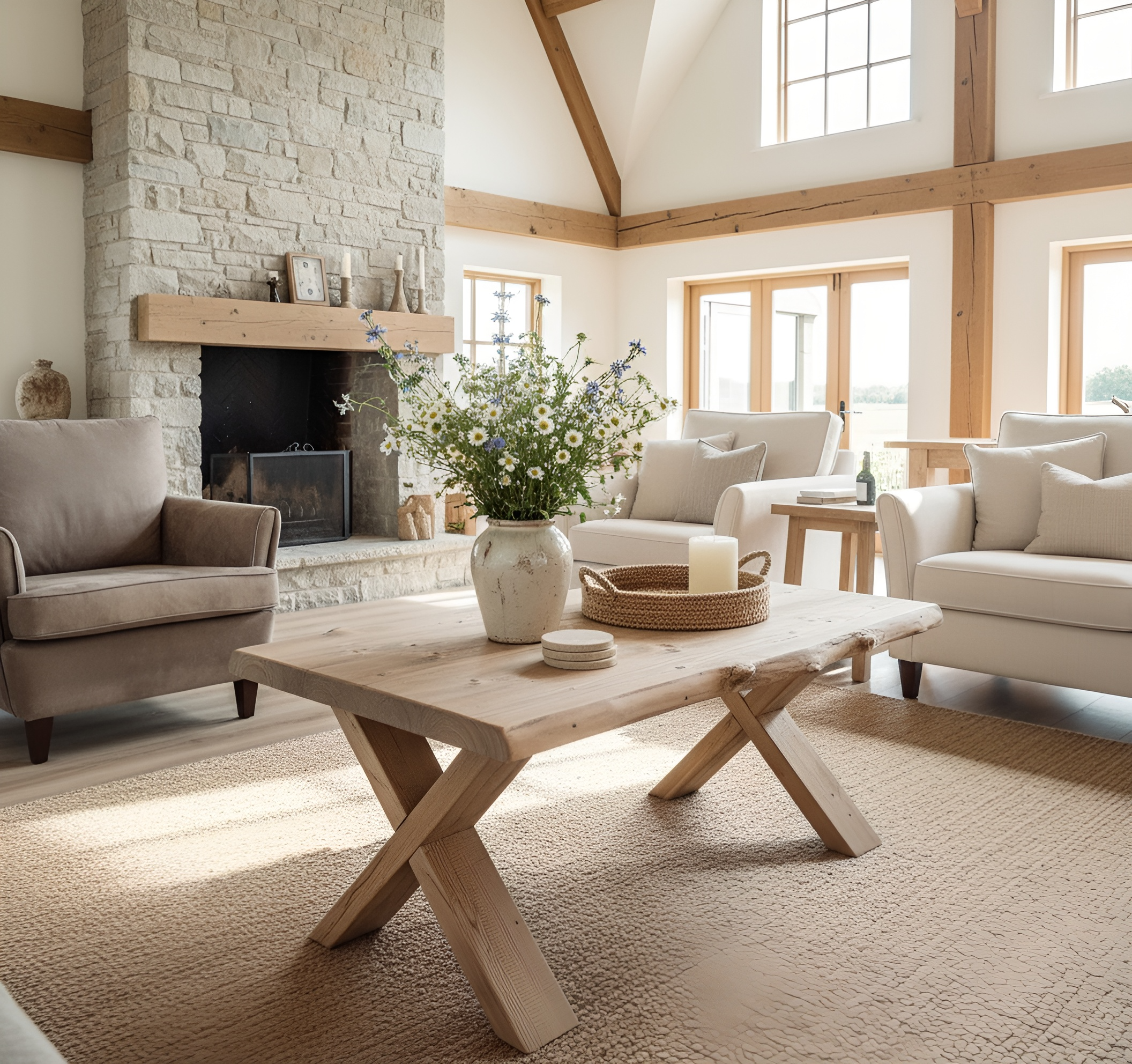 Maya Live Edge Chunky Coffee Table X Cross Legs - My Store
