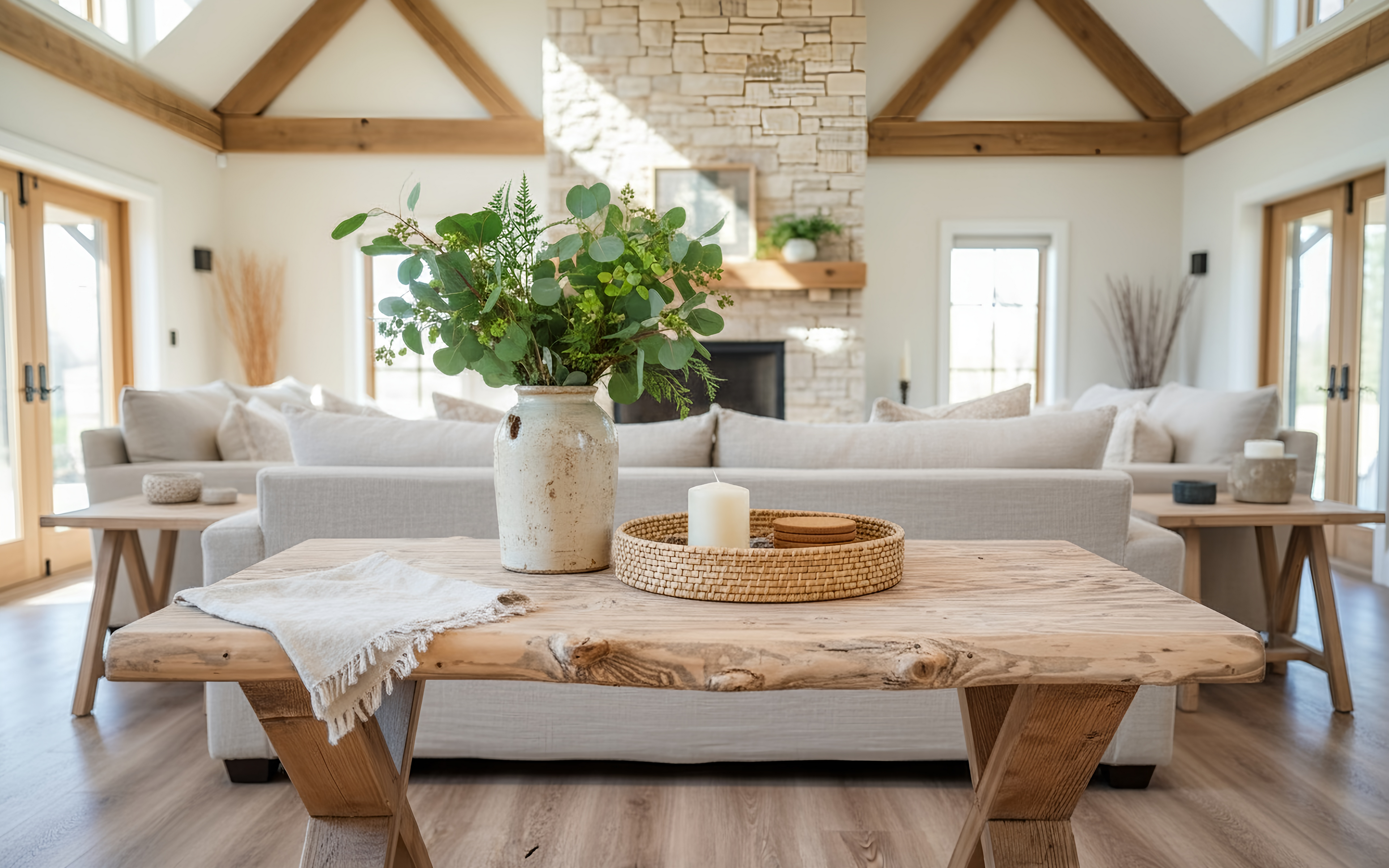 Maya Live Edge Chunky Coffee Table X Cross Legs - My Store