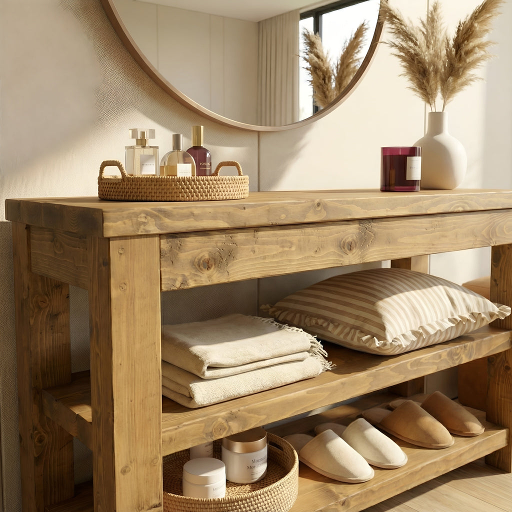 MIRA Solid Wood Console With Shelves - My Store