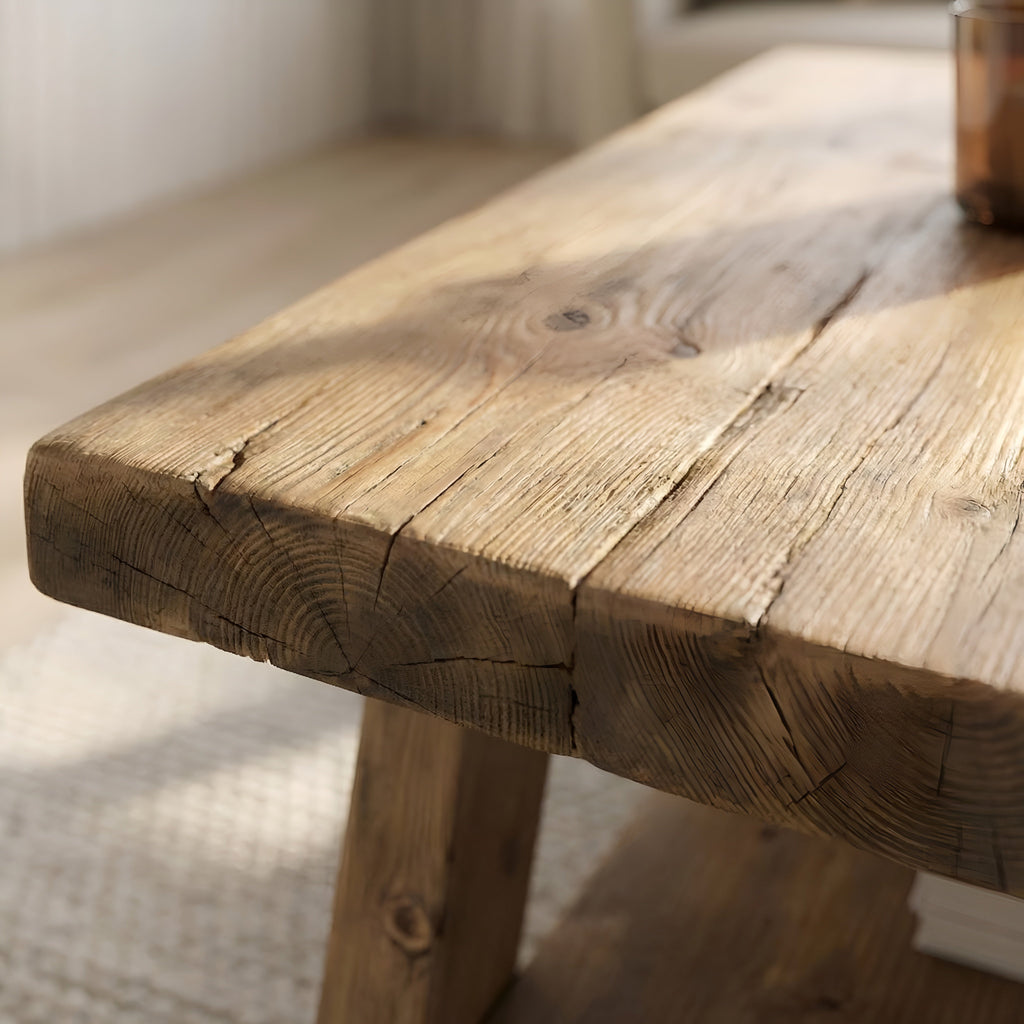 OSSO Rustic Wooden Coffee Table With Shelf - My Store