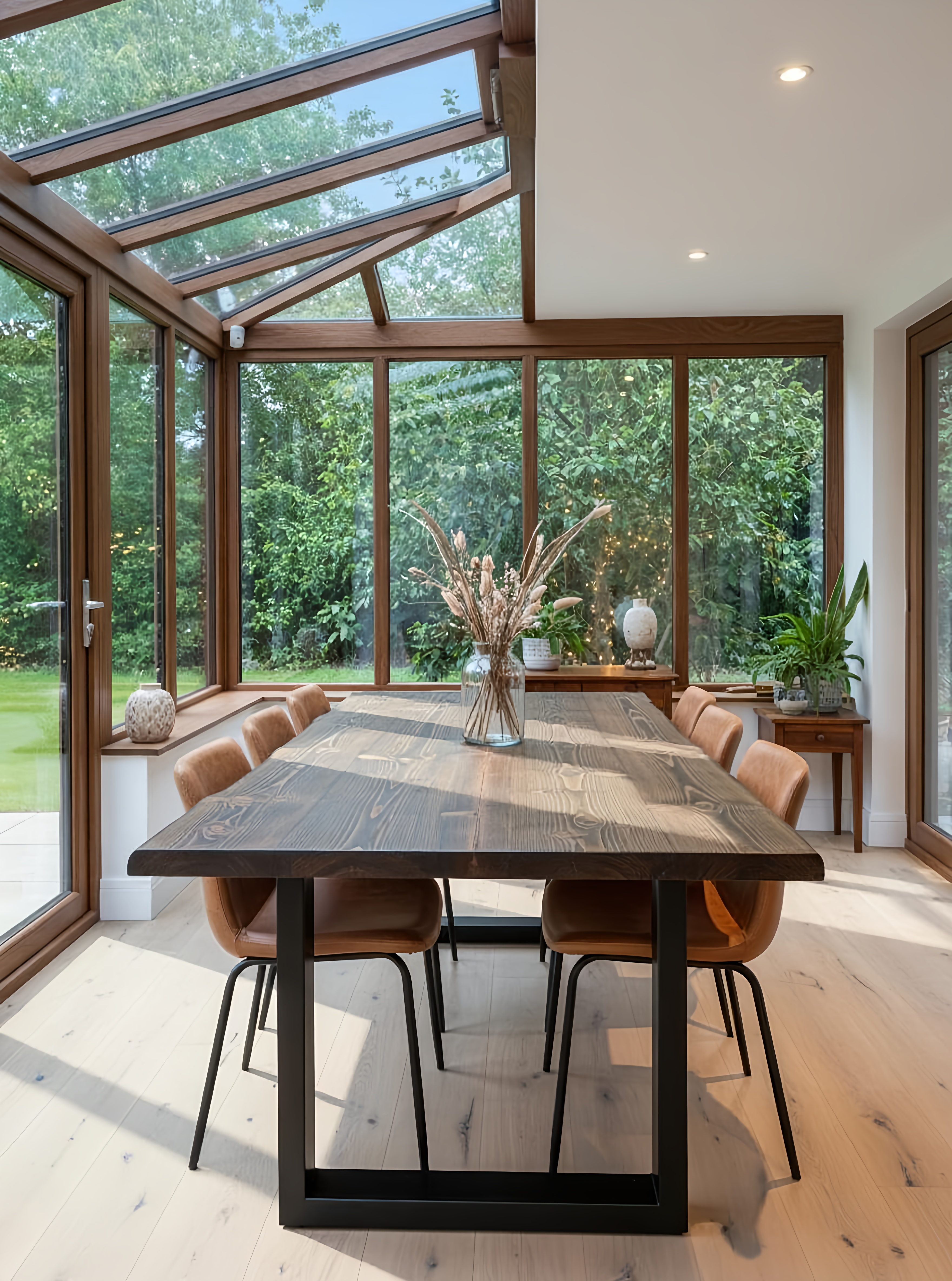 Live / Waney Walnut Colour Edge Dining Table With Metal Legs - My Store