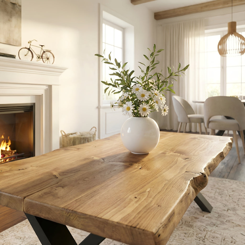 RITA Live / Waney Edge Coffee Table With Metal X Legs - My Store