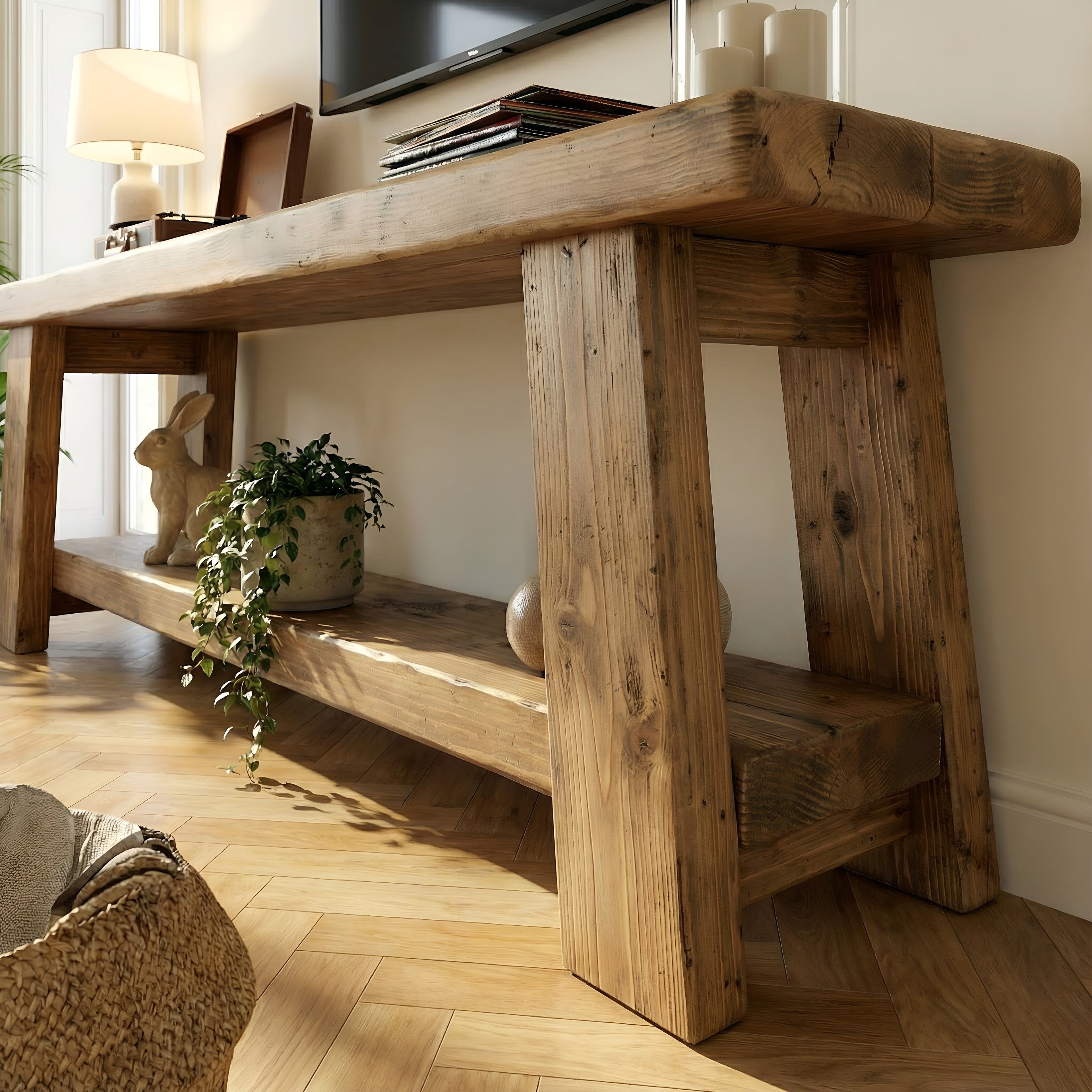 ROME Solid Wood Chunky TV Unit / Bench - My Store