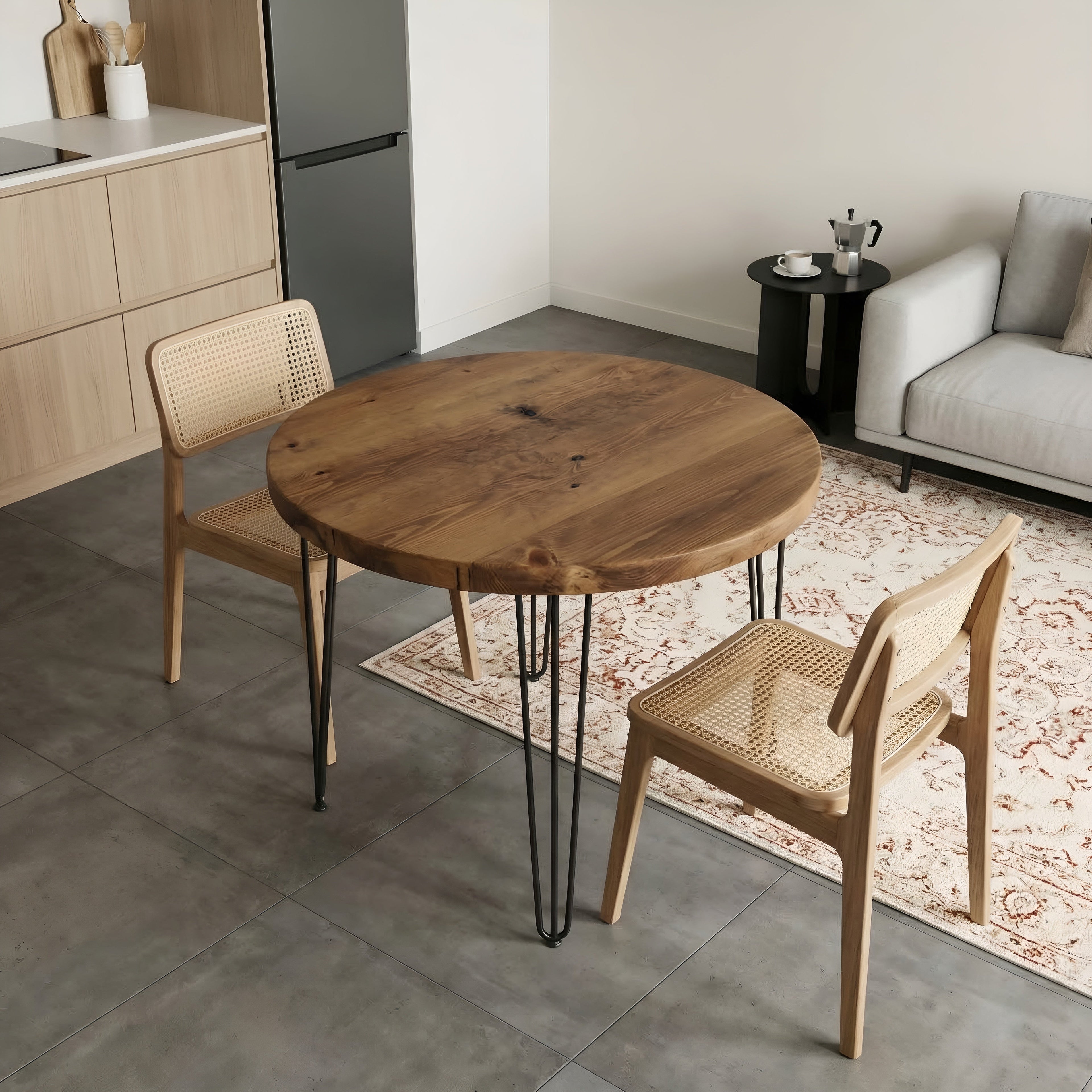 Round Solid Wood Tables With Hairpin Legs For Cafes and Restaurants Hospitality (Bulk Order) - My Store