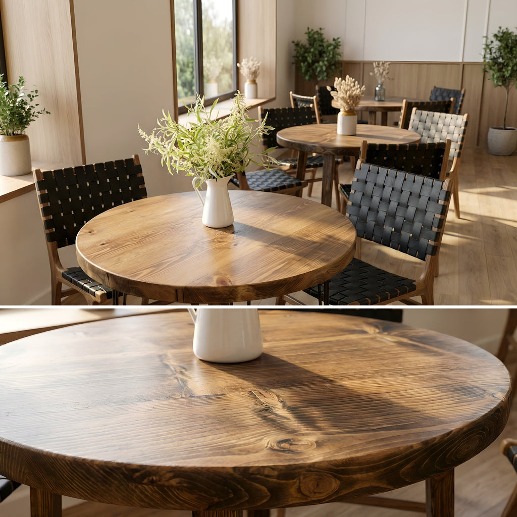 Round Solid Wood Tables With Hairpin Legs For Cafes and Restaurants Hospitality (Bulk Order) - My Store