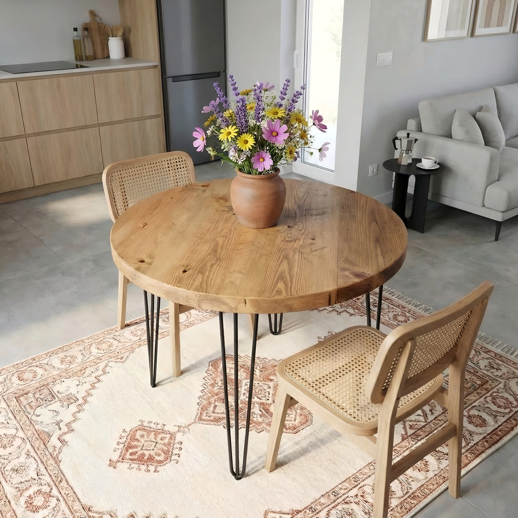 Round Solid Wood Tables With Hairpin Legs For Cafes and Restaurants Hospitality (Bulk Order) - My Store