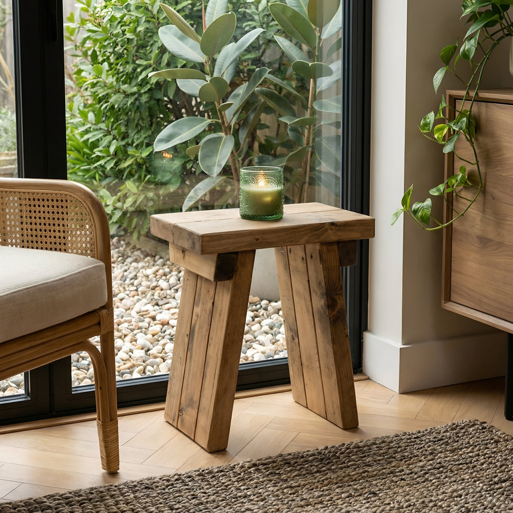 Small DIAN Rustic Wooden Coffee Table With Angled Legs / Side Table - My Store