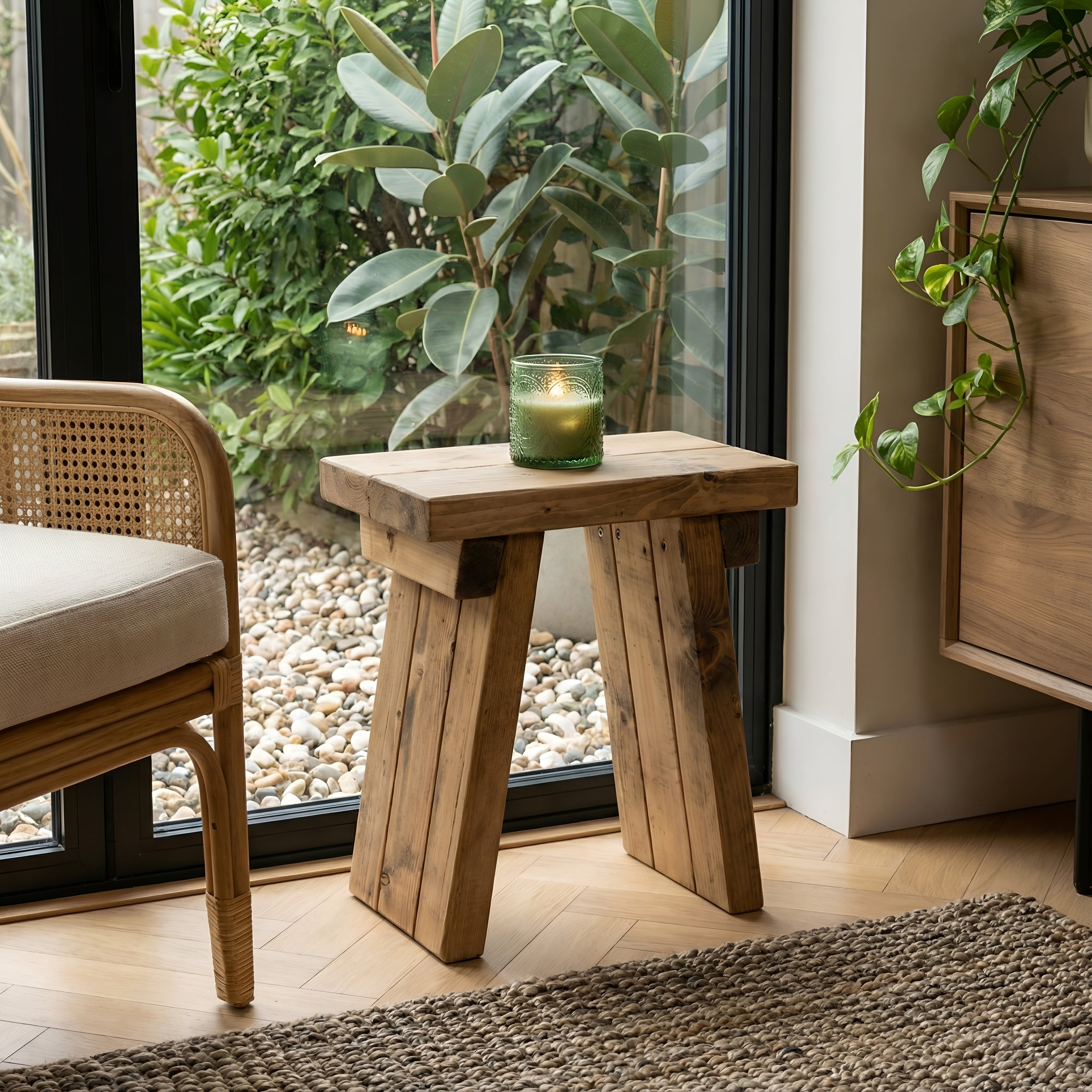 Small DIAN Rustic Wooden Coffee Table With Angled Legs / Side Table - My Store