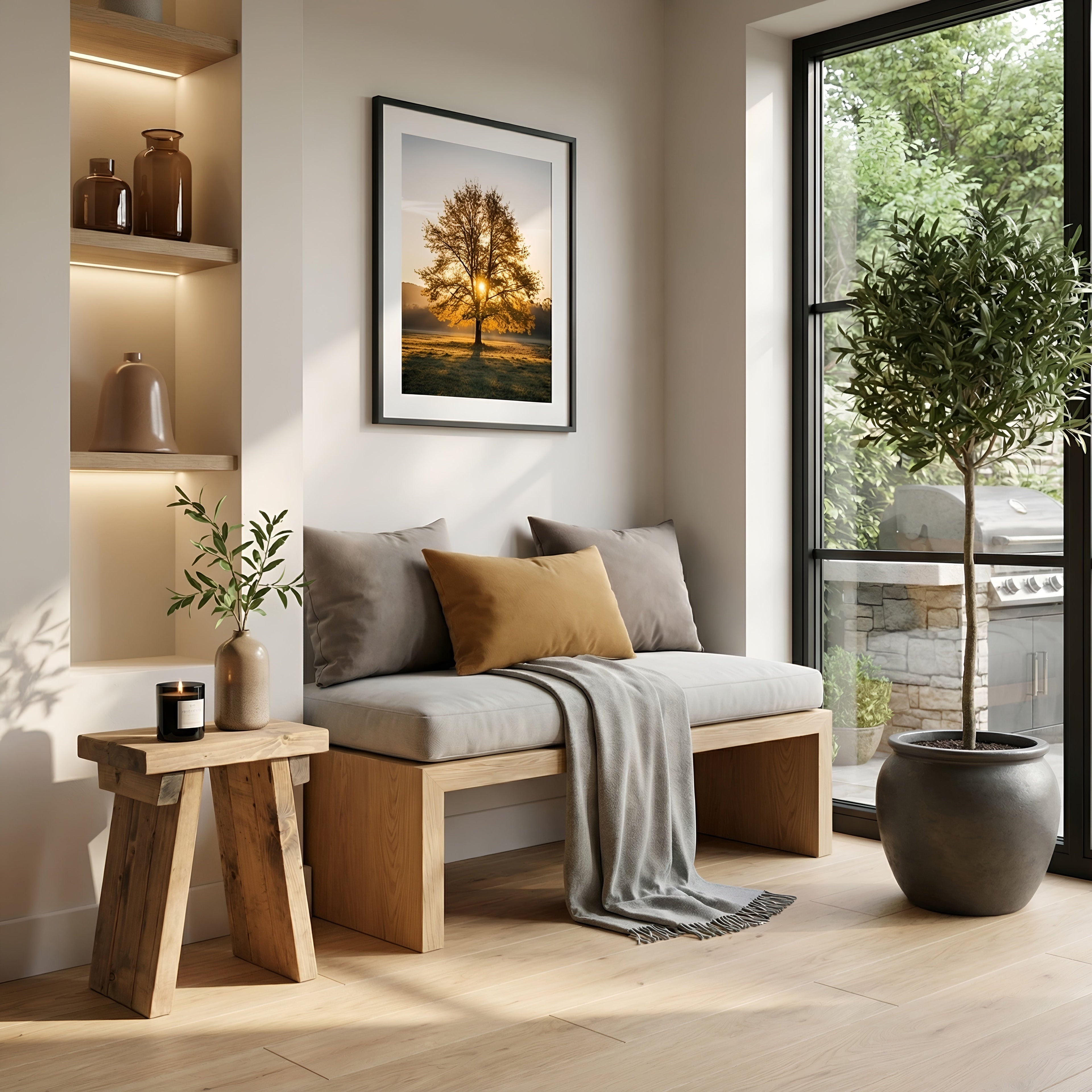 Small DIAN Rustic Wooden Coffee Table With Angled Legs / Side Table - My Store