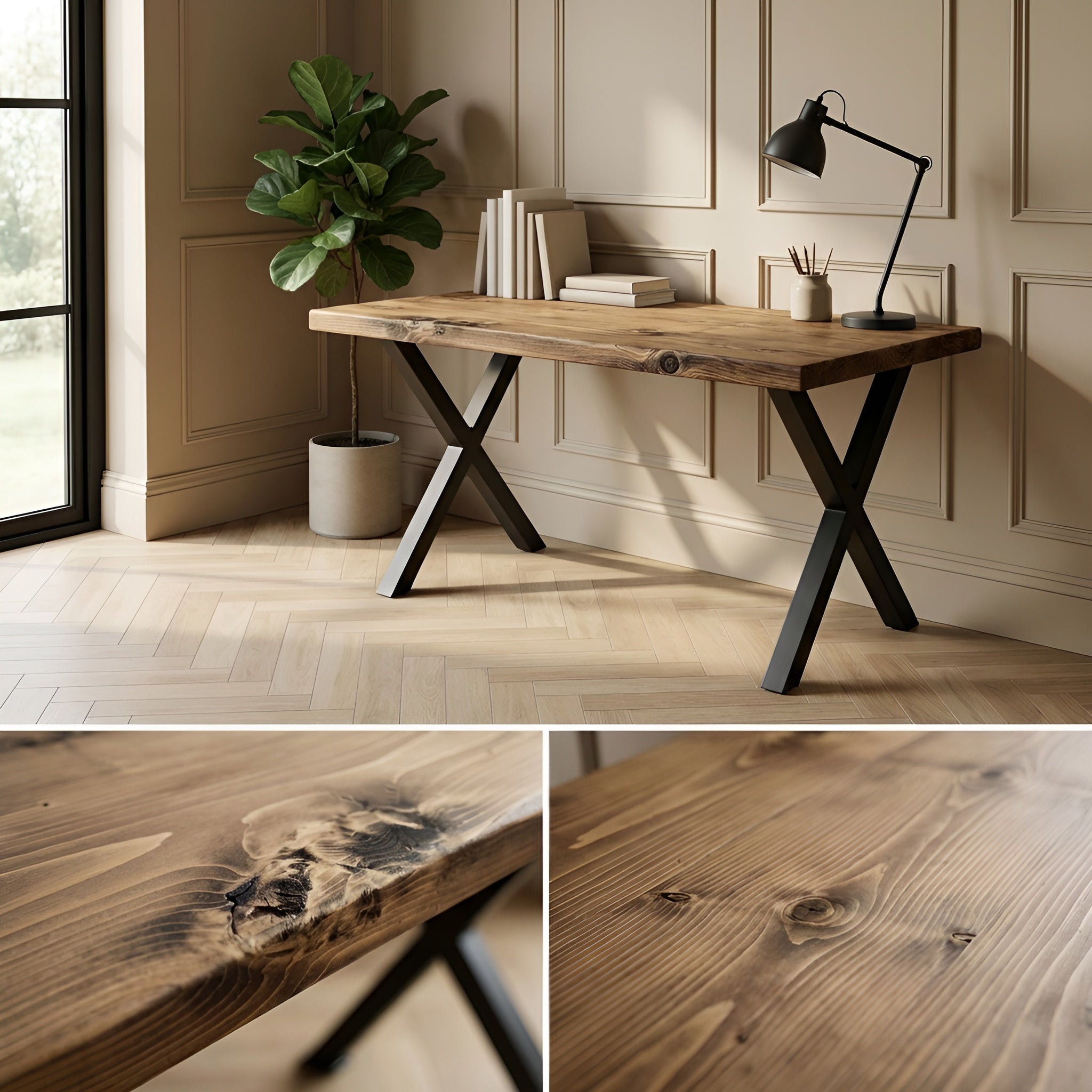 Study Desk / Table With X Cross Metal Legs - My Store