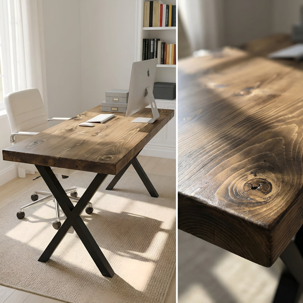 Study Desk / Table With X Cross Metal Legs - My Store