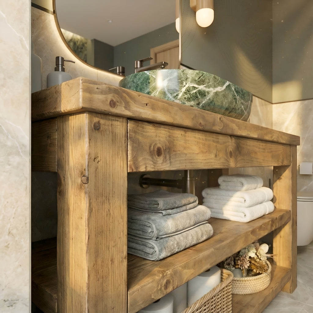 TERO Solid Wood Bathroom Vanity With Shelf - My Store