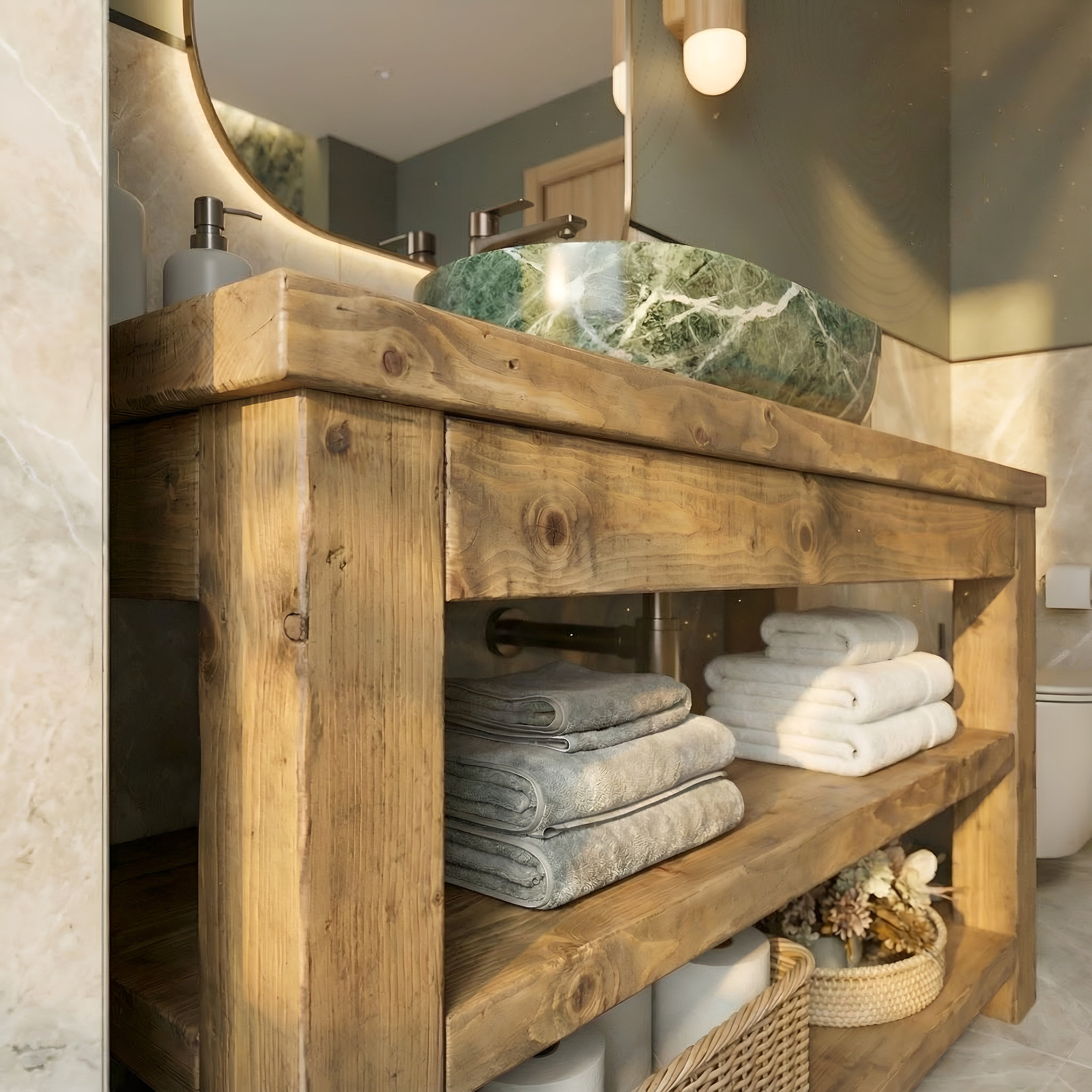 TERO Solid Wood Bathroom Vanity With Shelf - My Store