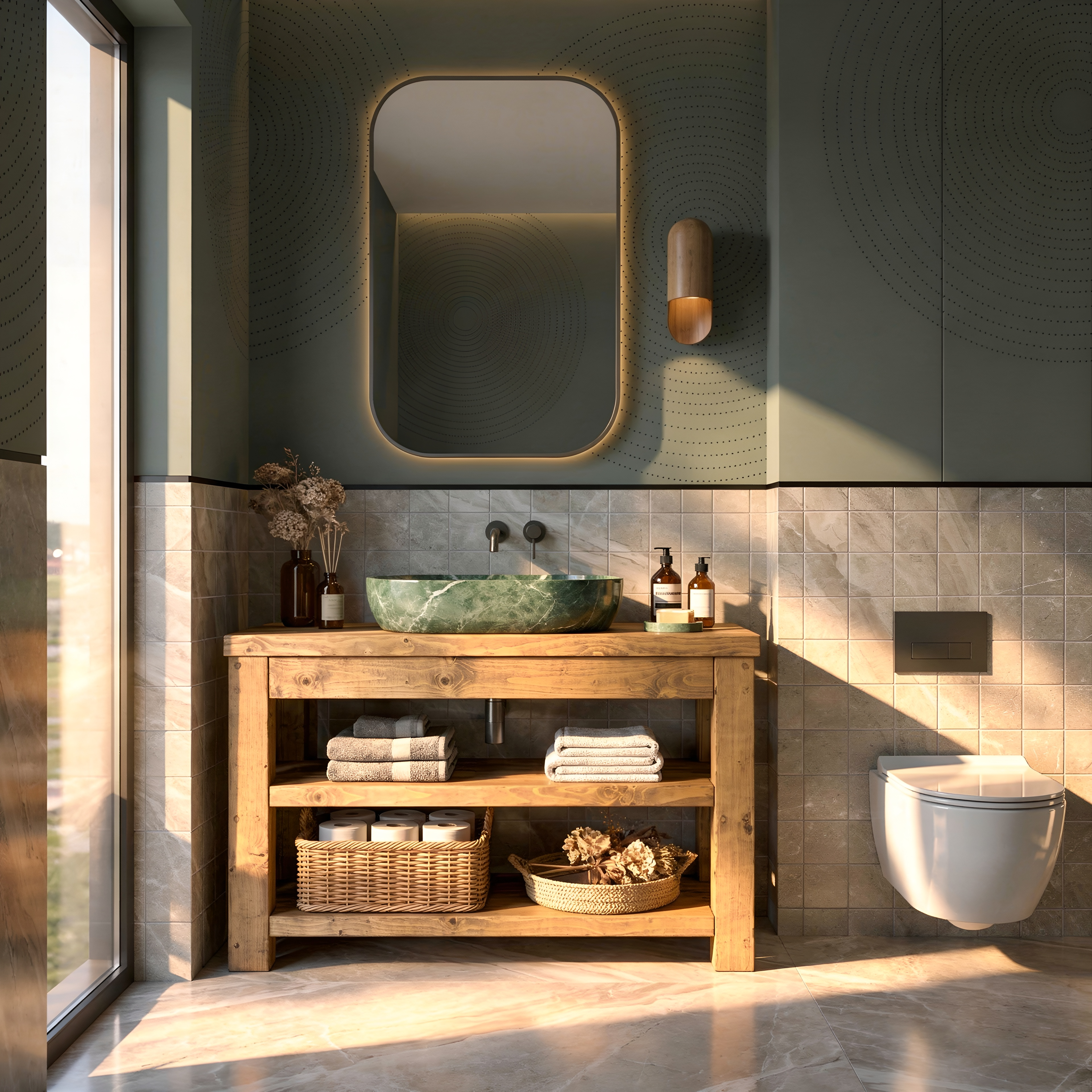 TERO Solid Wood Bathroom Vanity With Shelf - My Store