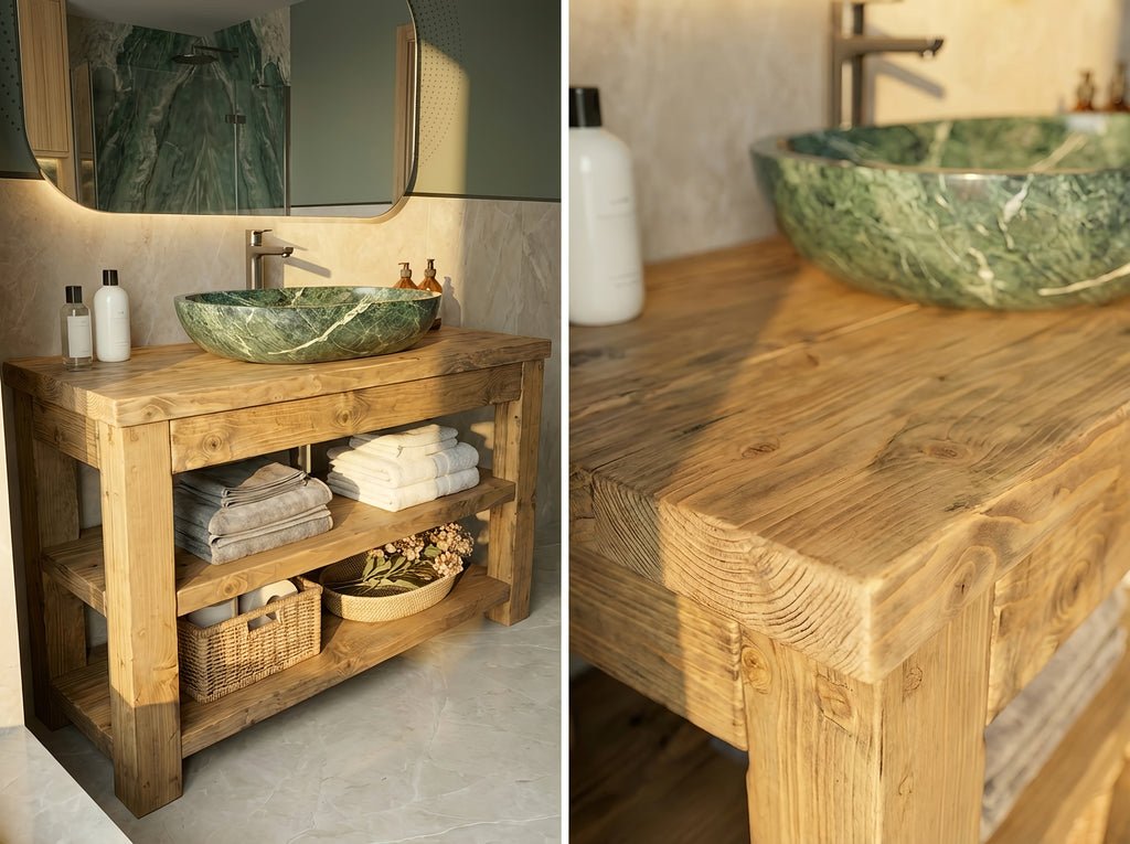 TERO Solid Wood Bathroom Vanity With Shelf - My Store