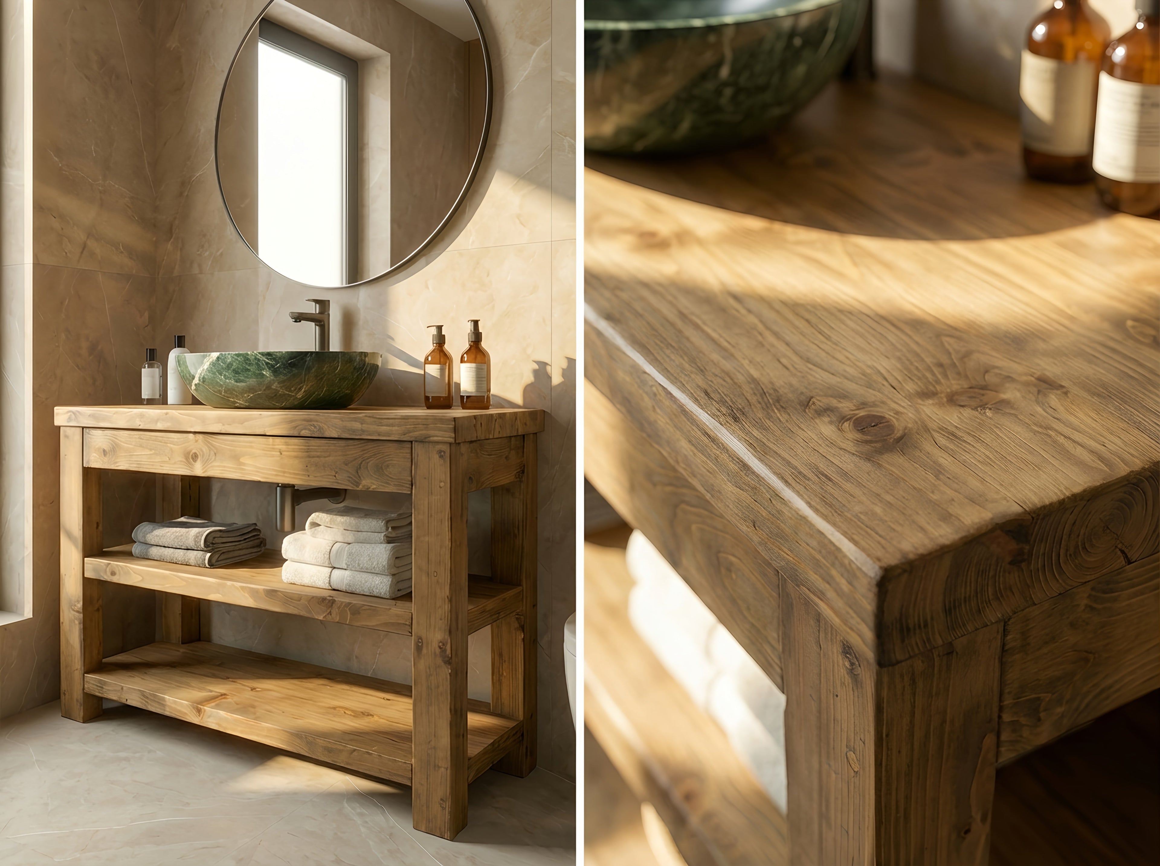 TERO Solid Wood Bathroom Vanity With Shelf - My Store