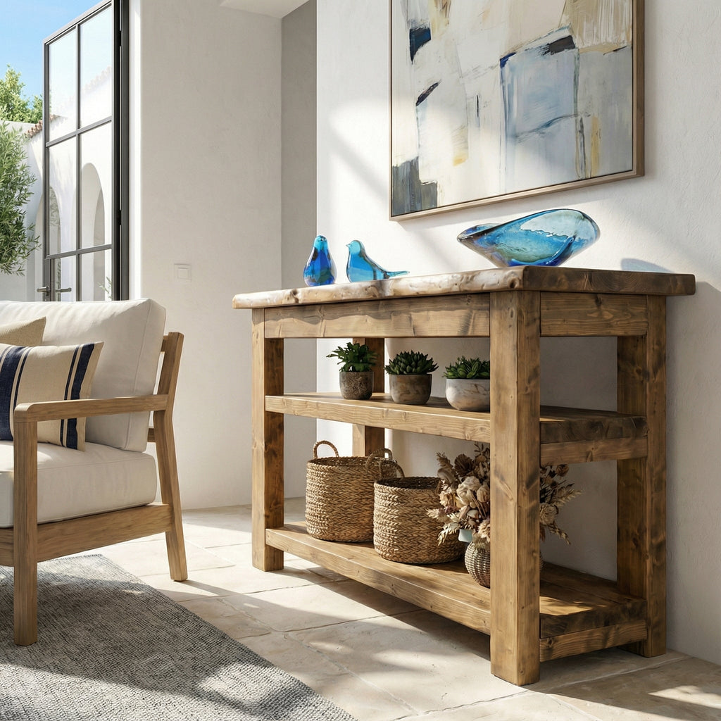 Venti Live Edge Console Solid Wood With Shelf - My Store