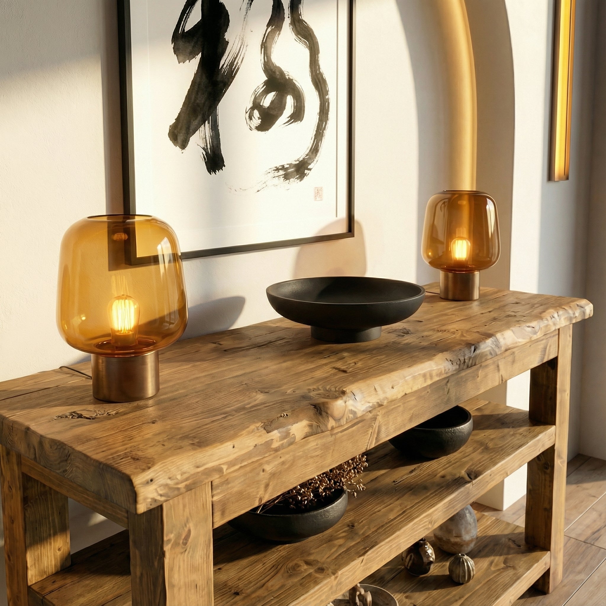 Venti Live Edge Console Solid Wood With Shelf - My Store