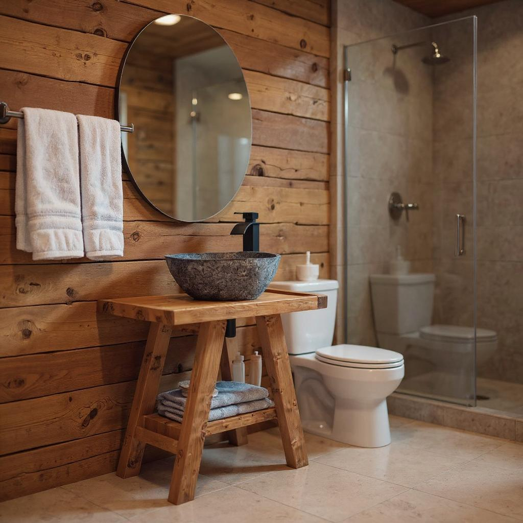 BORA Wooden Vanity and Shelf Storage with Stone Sink | Tribe Joinery - My Store