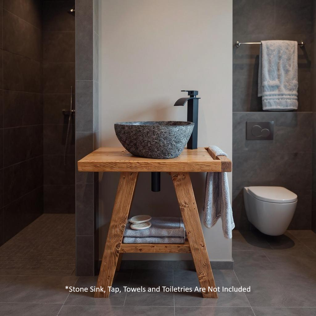 BORA Wooden Vanity and Shelf Storage with Stone Sink | Tribe Joinery - My Store